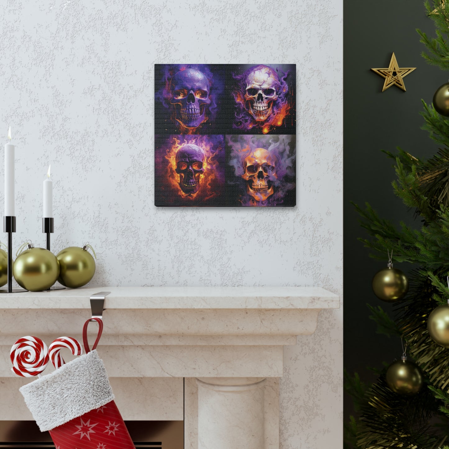 Canvas Gallery Wraps Skull Flames 5