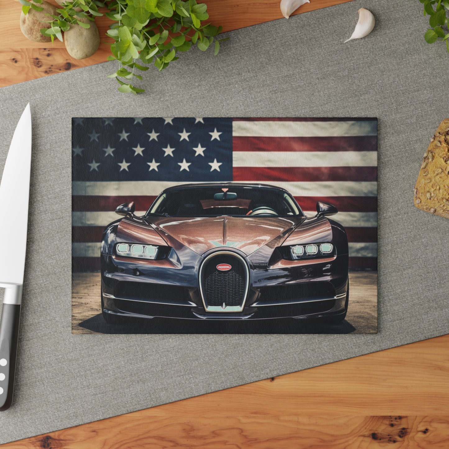 Glass Cutting Board Bugatti Flag 4