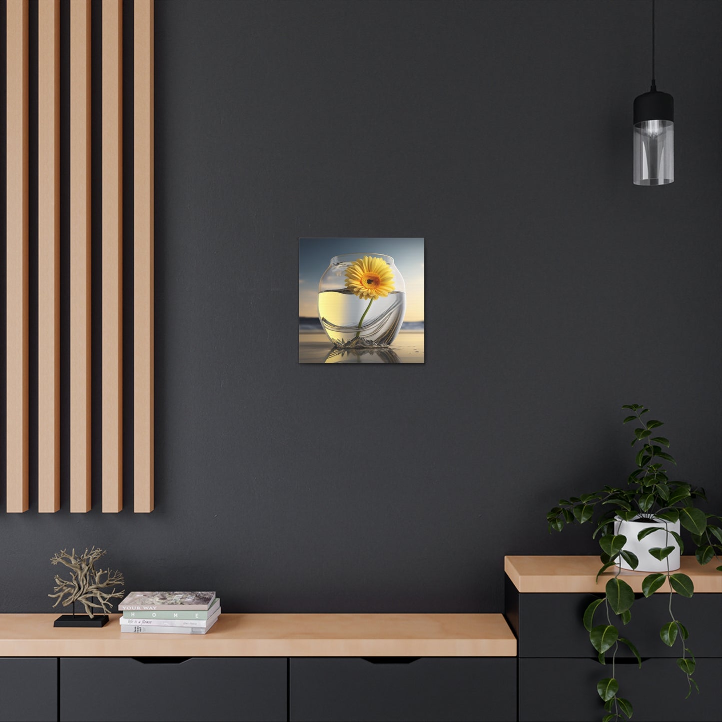 Canvas Gallery Wraps yello Gerbera glass 1