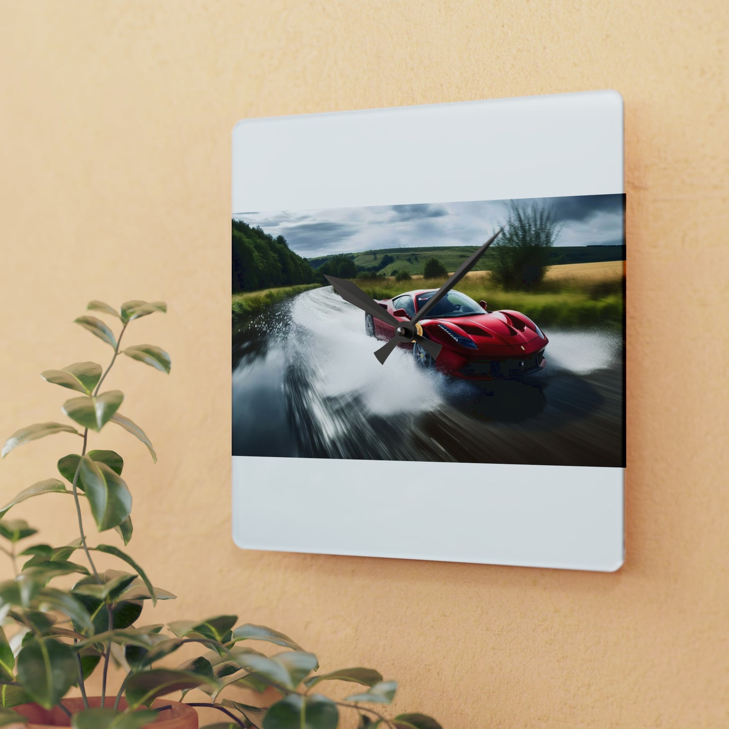 Acrylic Wall Clock Water Ferrari Splash 4