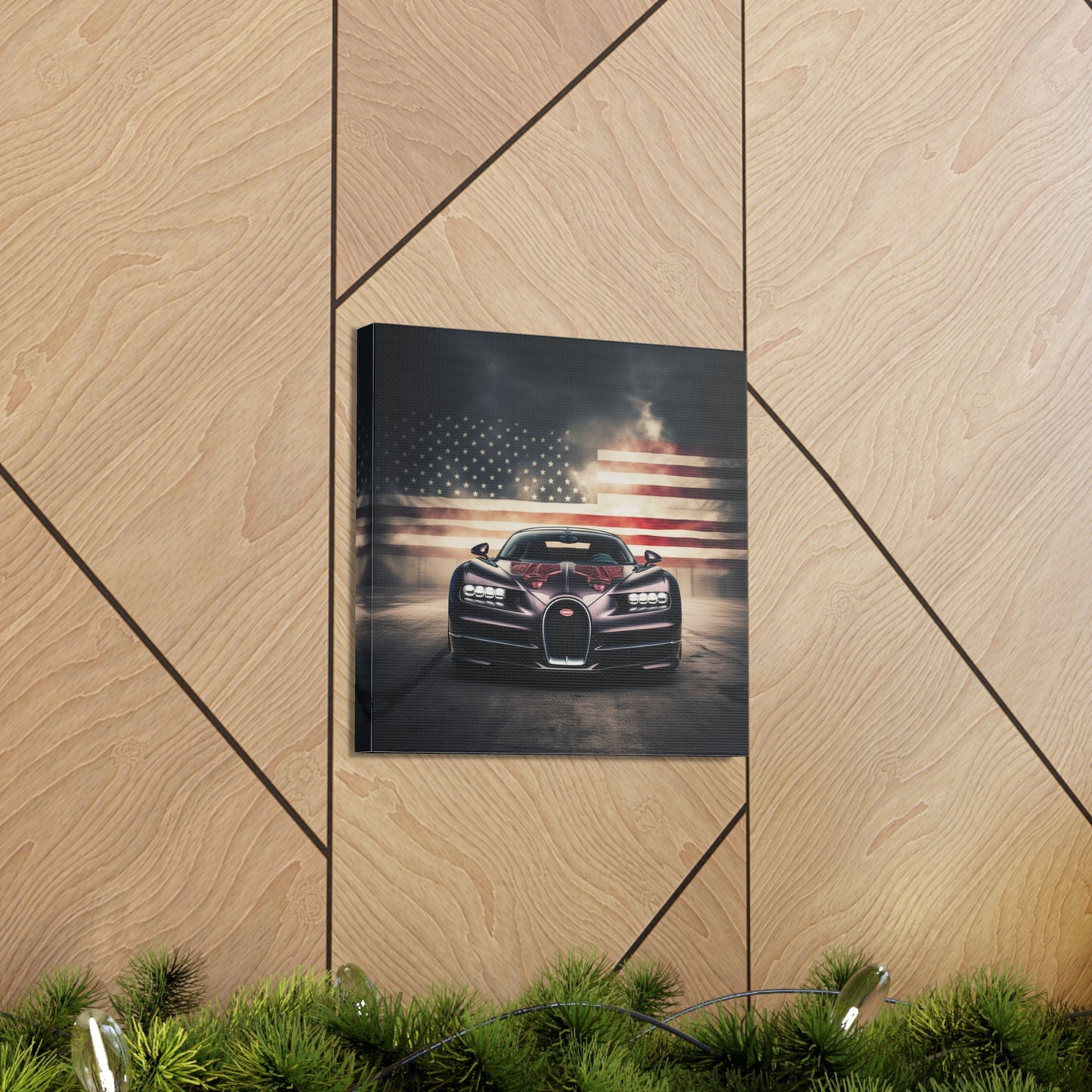 Canvas Gallery Wraps American Flag Background Bugatti 2