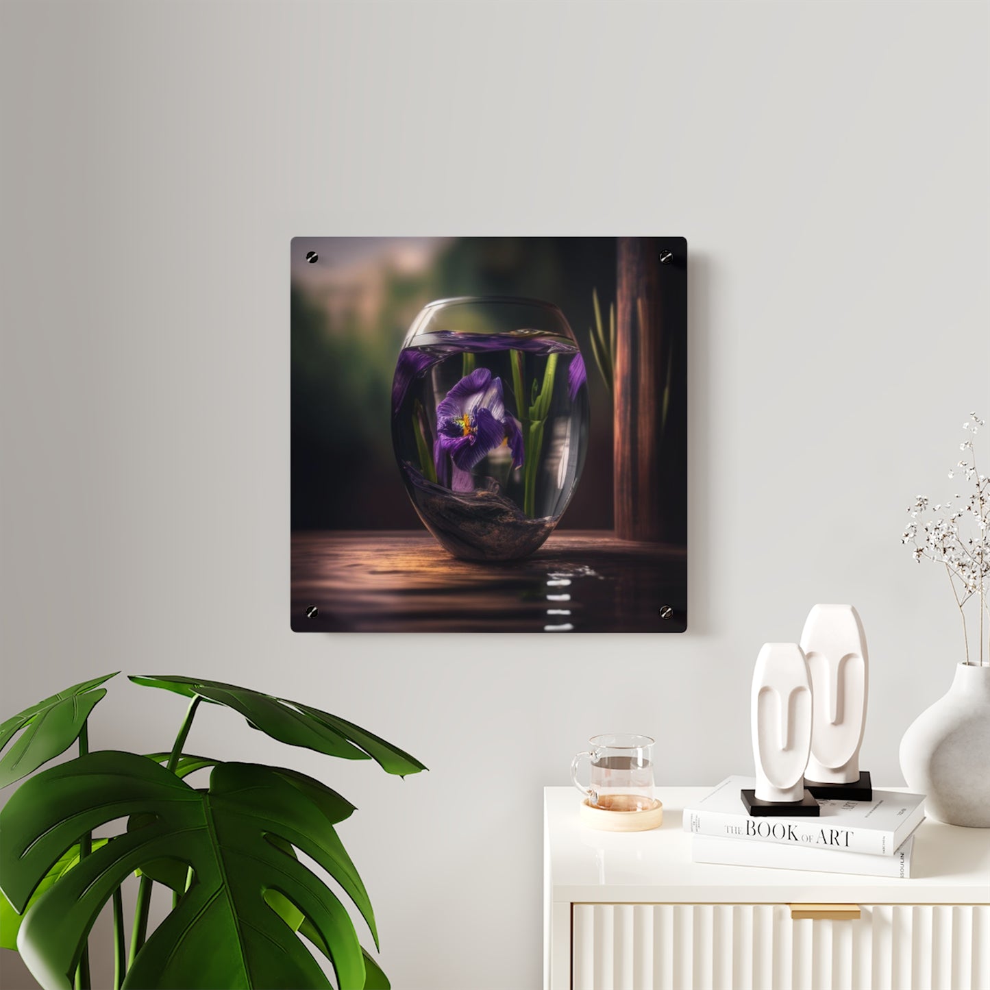 Acrylic Wall Art Panels Purple Iris in a vase 4