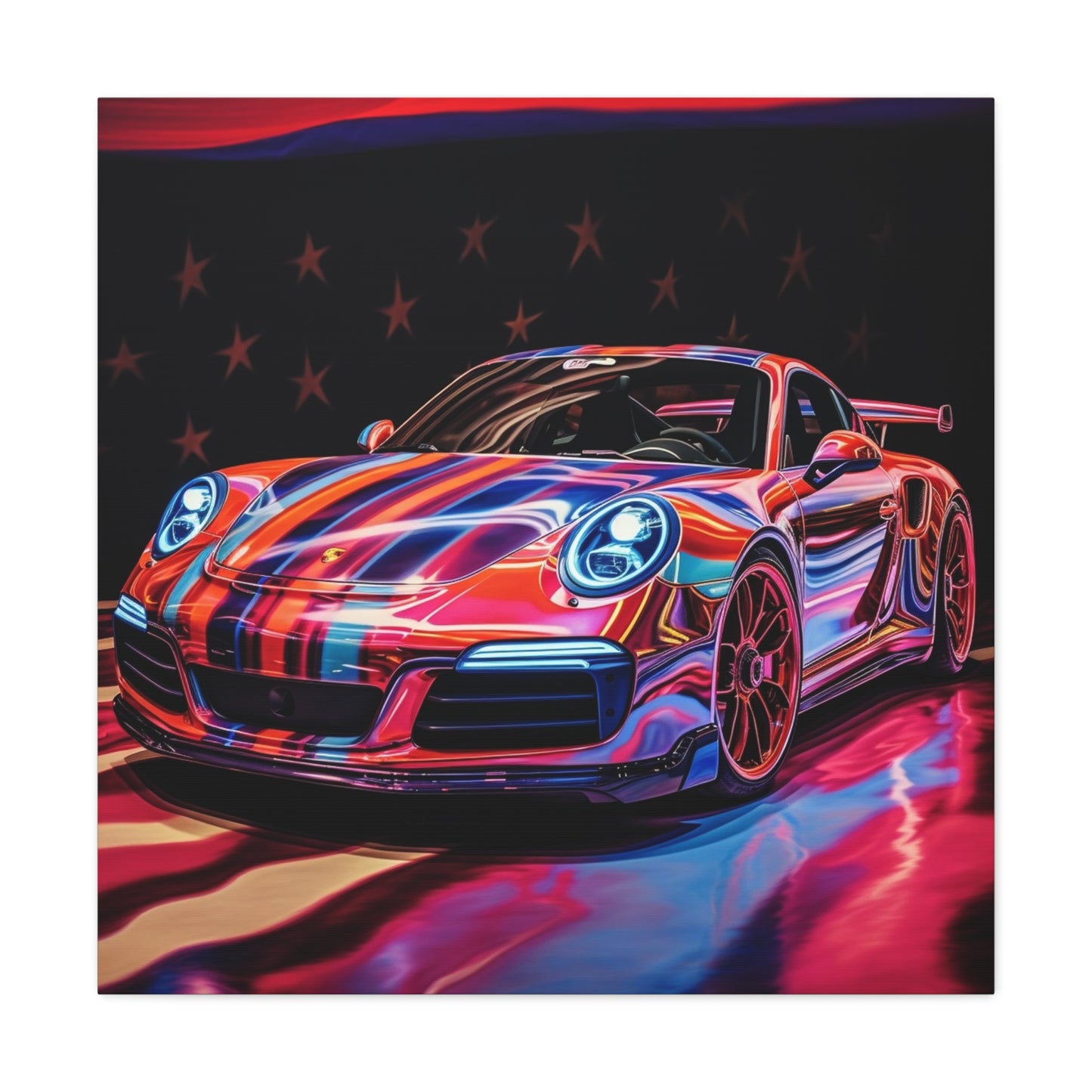 Canvas Gallery Wraps American Flag Colored Porsche 3