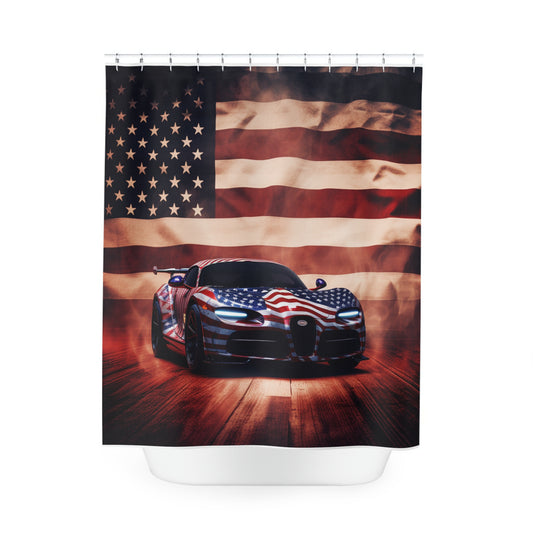 Polyester Shower Curtain Abstract American Flag Background Bugatti 2