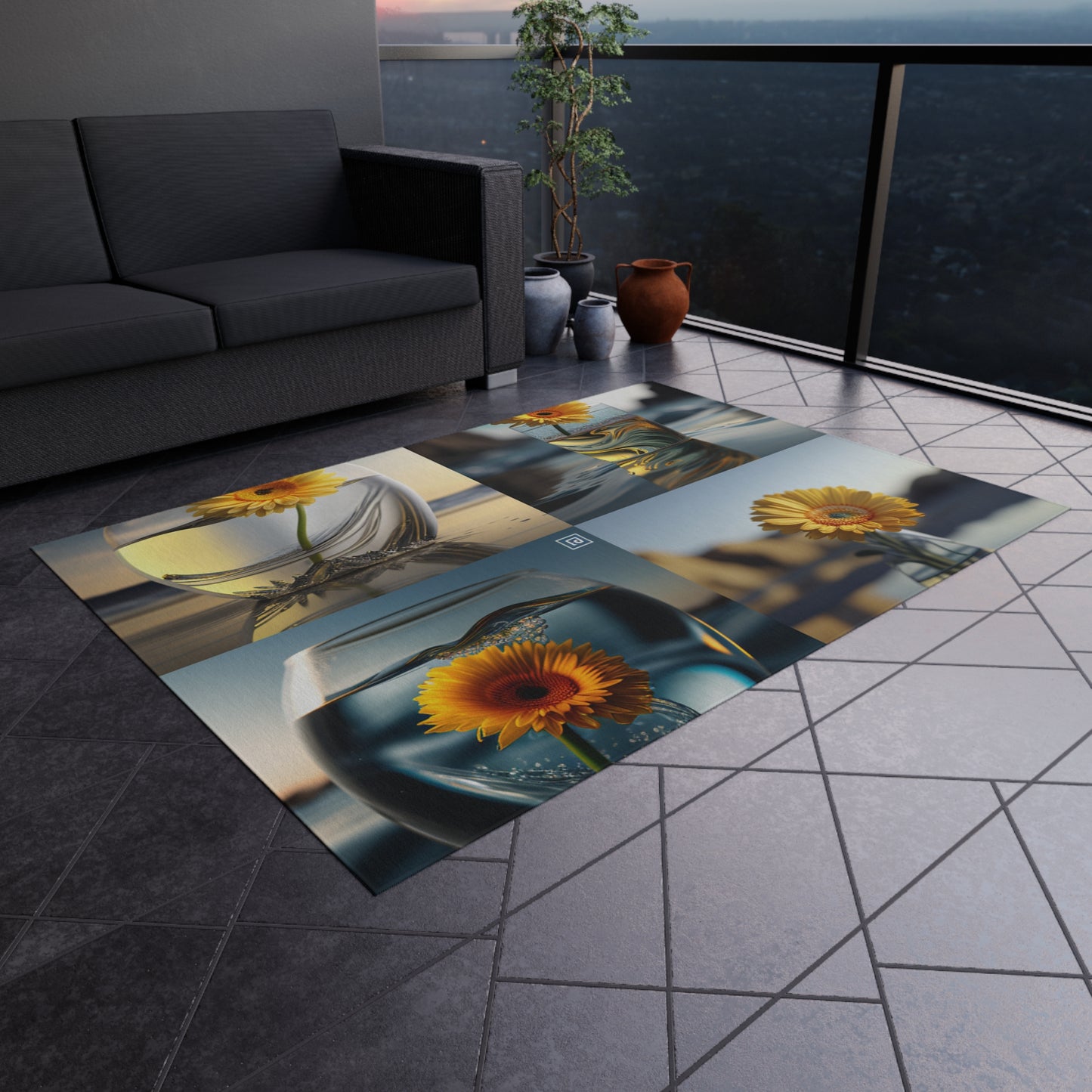 Outdoor Rug  yello Gerbera glass 5