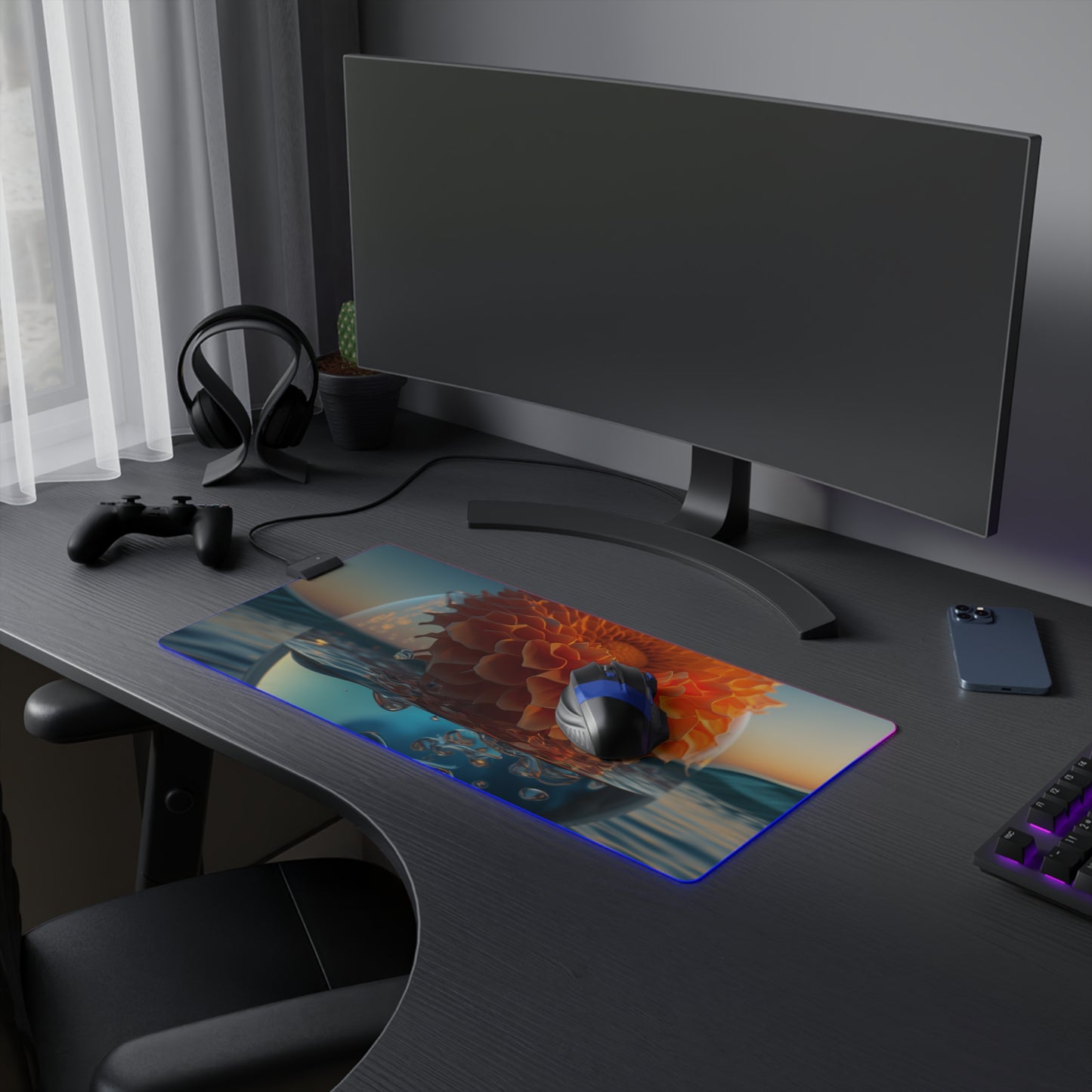 LED Gaming Mouse Pad Dahlia Orange 4