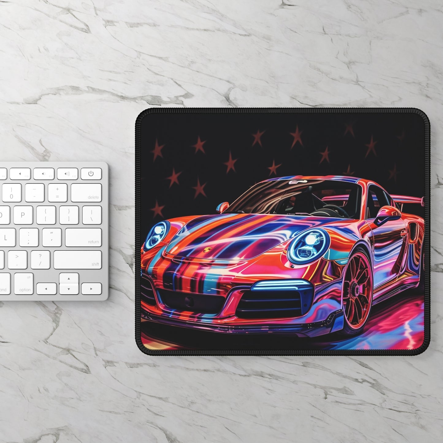 Gaming Mouse Pad  American Flag Colored Porsche 4