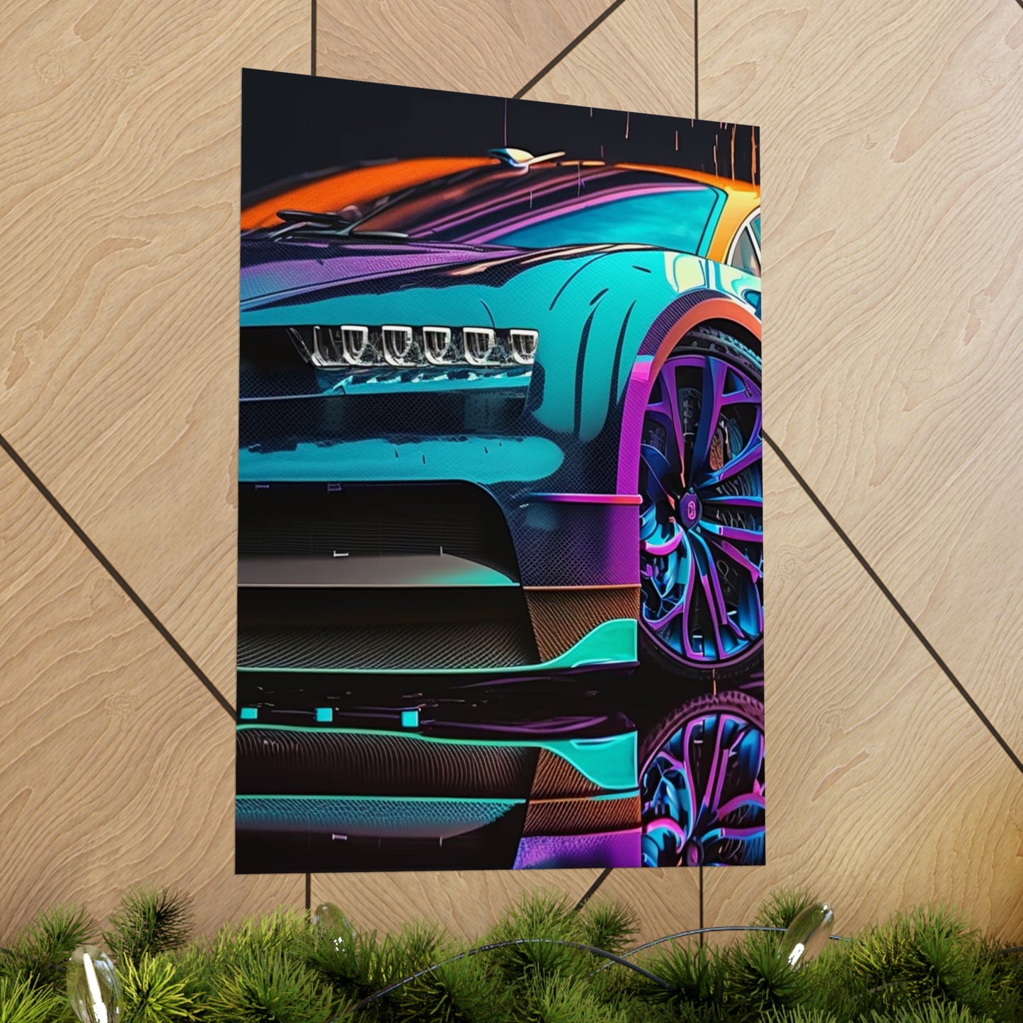 Premium Matte Vertical Posters Bugatti Neon Chiron 1