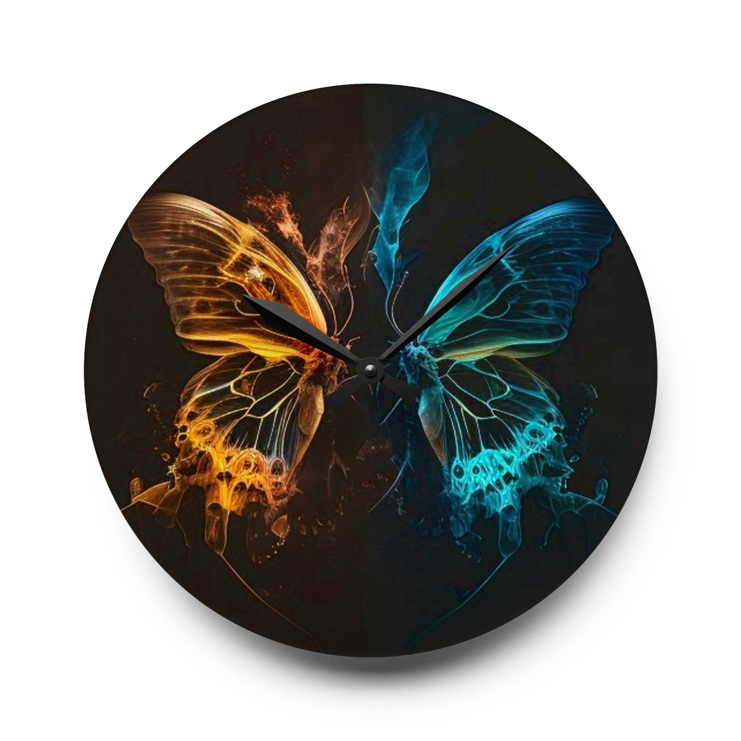 Acrylic Wall Clock Kiss Neon Butterfly 3