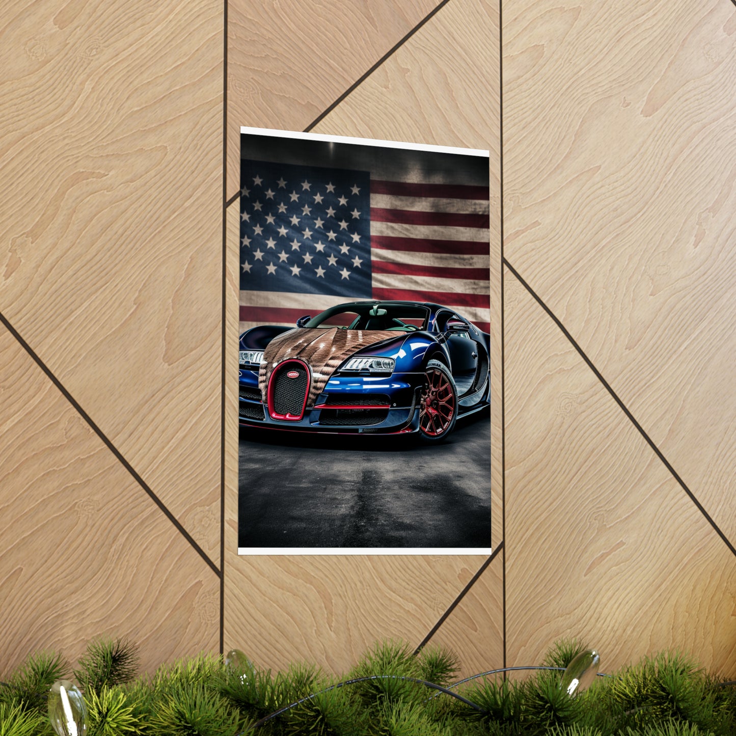 Premium Matte Vertical Posters Bugatti American Flag 4