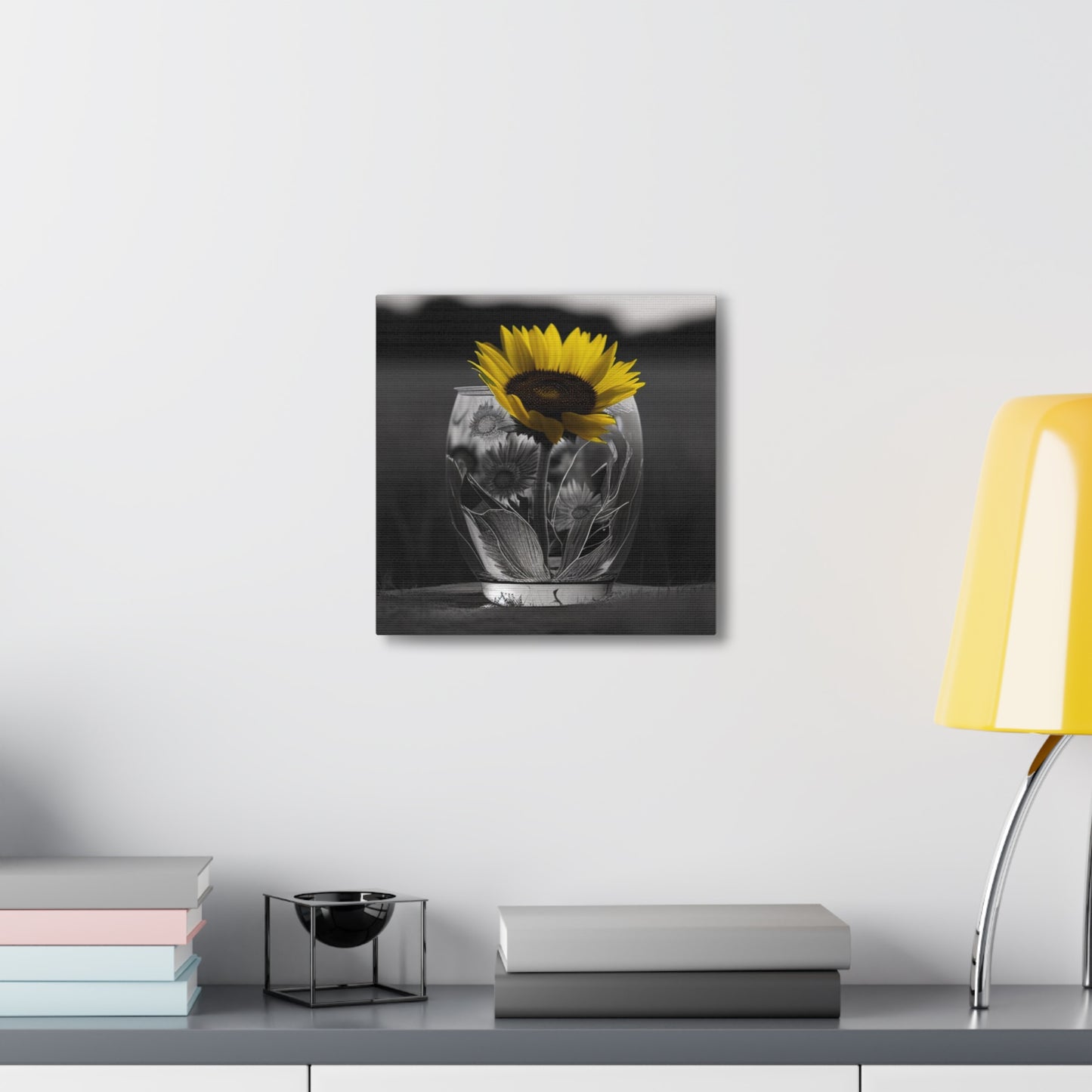Canvas Gallery Wraps Yellw Sunflower in a vase 1