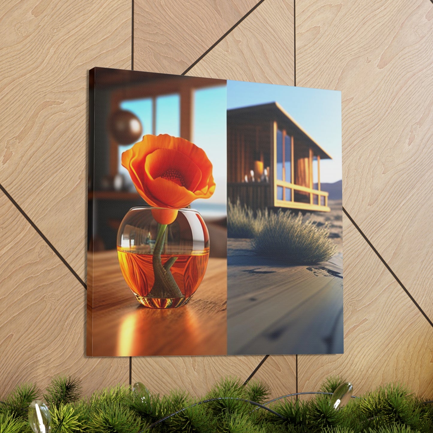 Canvas Gallery Wraps Poppy in a Glass Vase 3