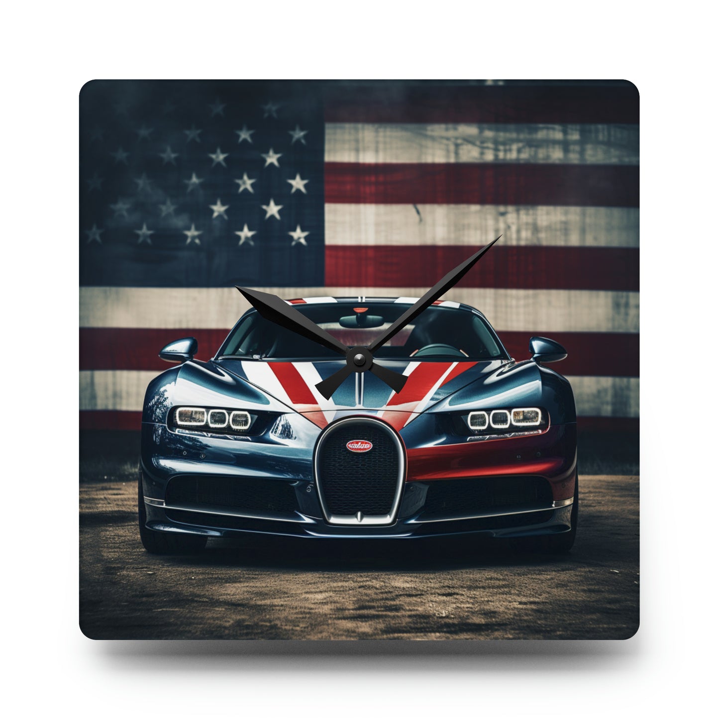 Acrylic Wall Clock Bugatti Flag 2