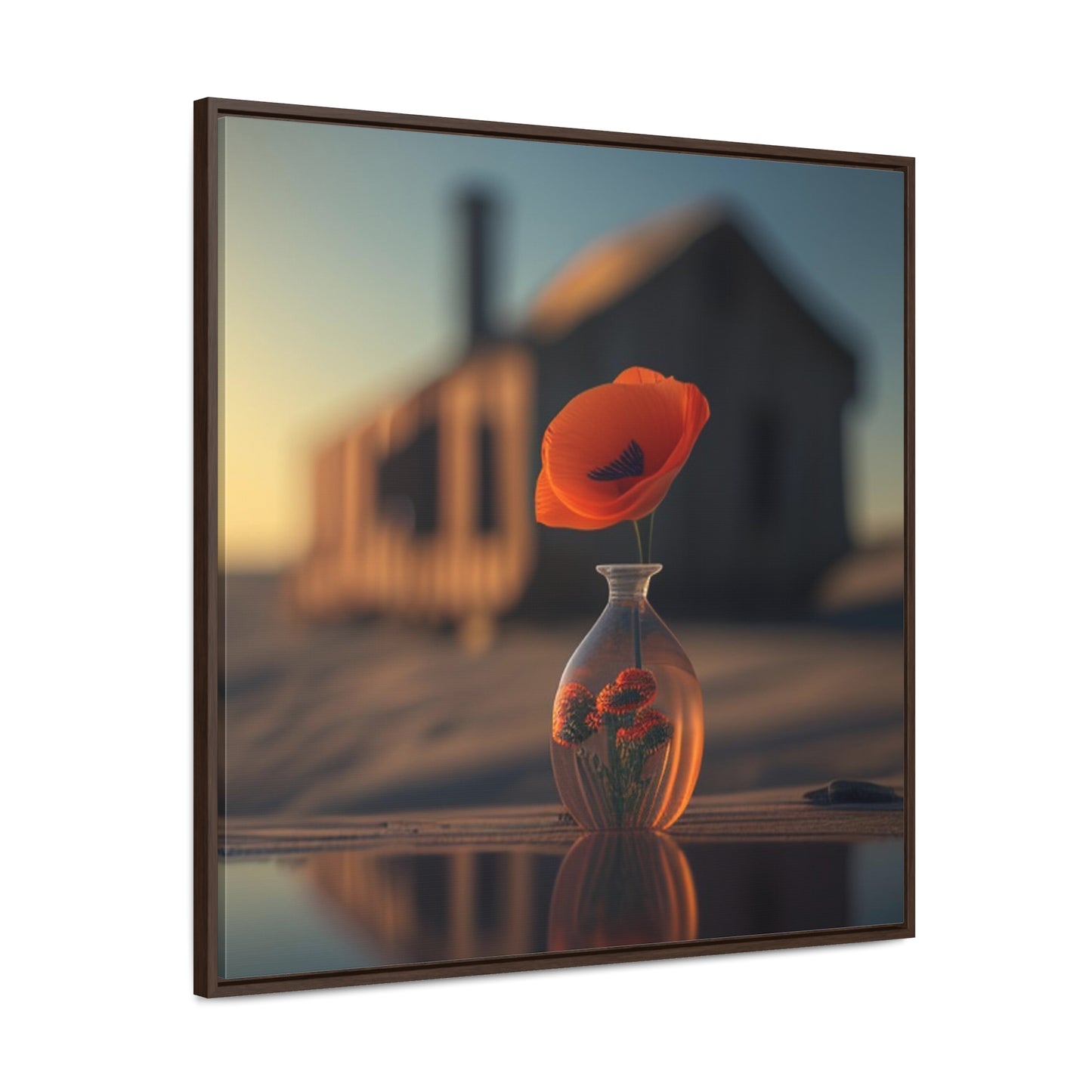 Gallery Canvas Wraps, Square Frame Orange Poppy in a Vase 3
