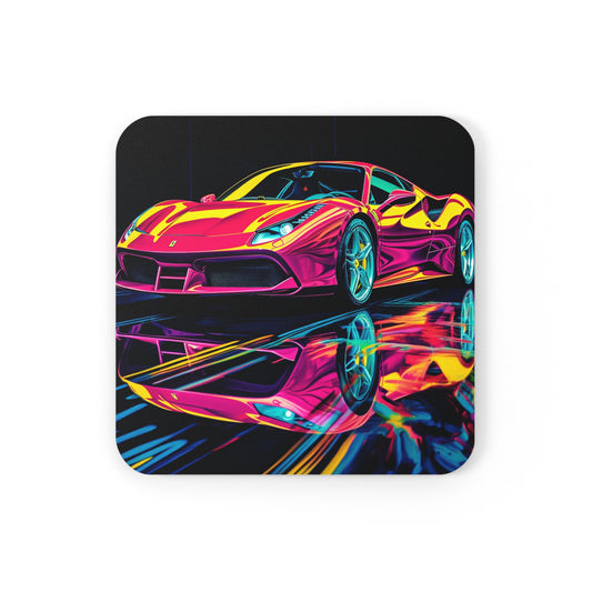 Corkwood Coaster Set Pink Ferrari Macro 1
