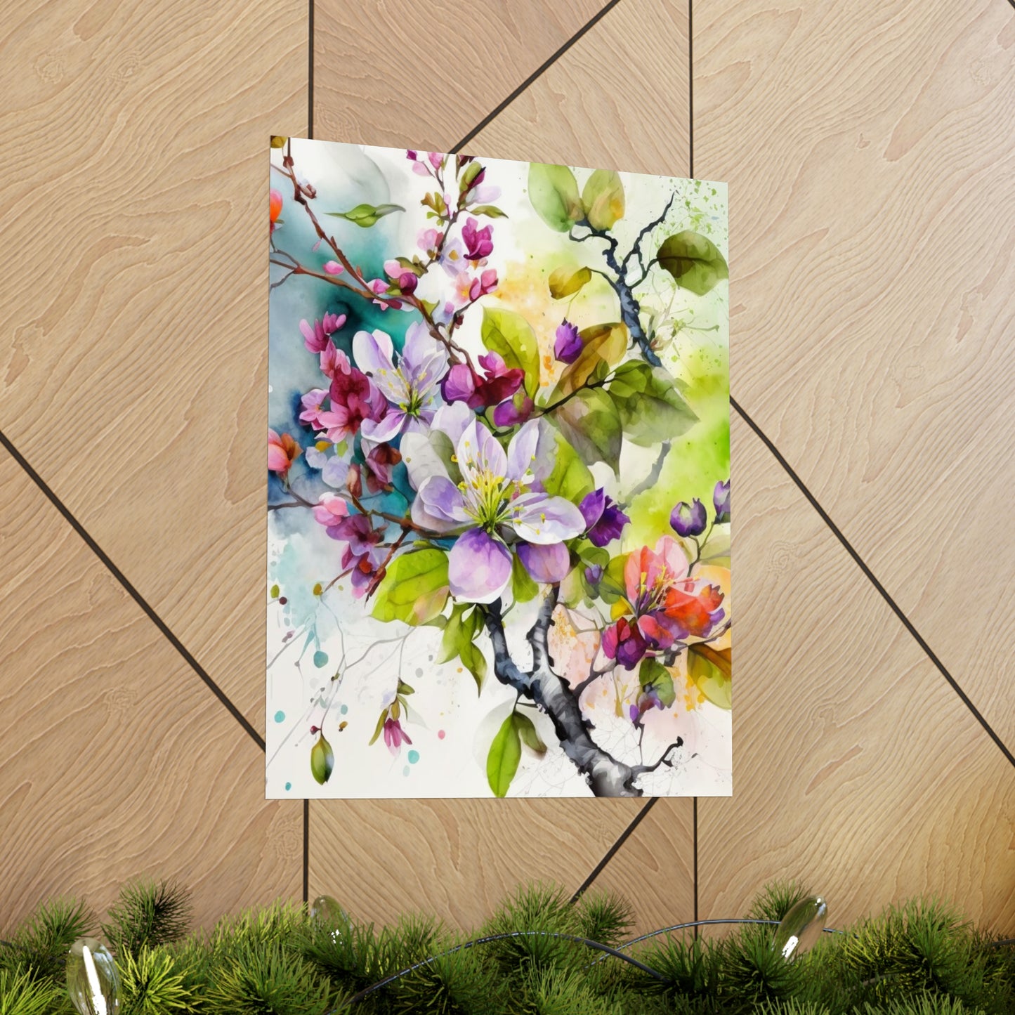 Premium Matte Vertical Posters Mother Nature Bright Spring Colors Realistic Watercolor 4