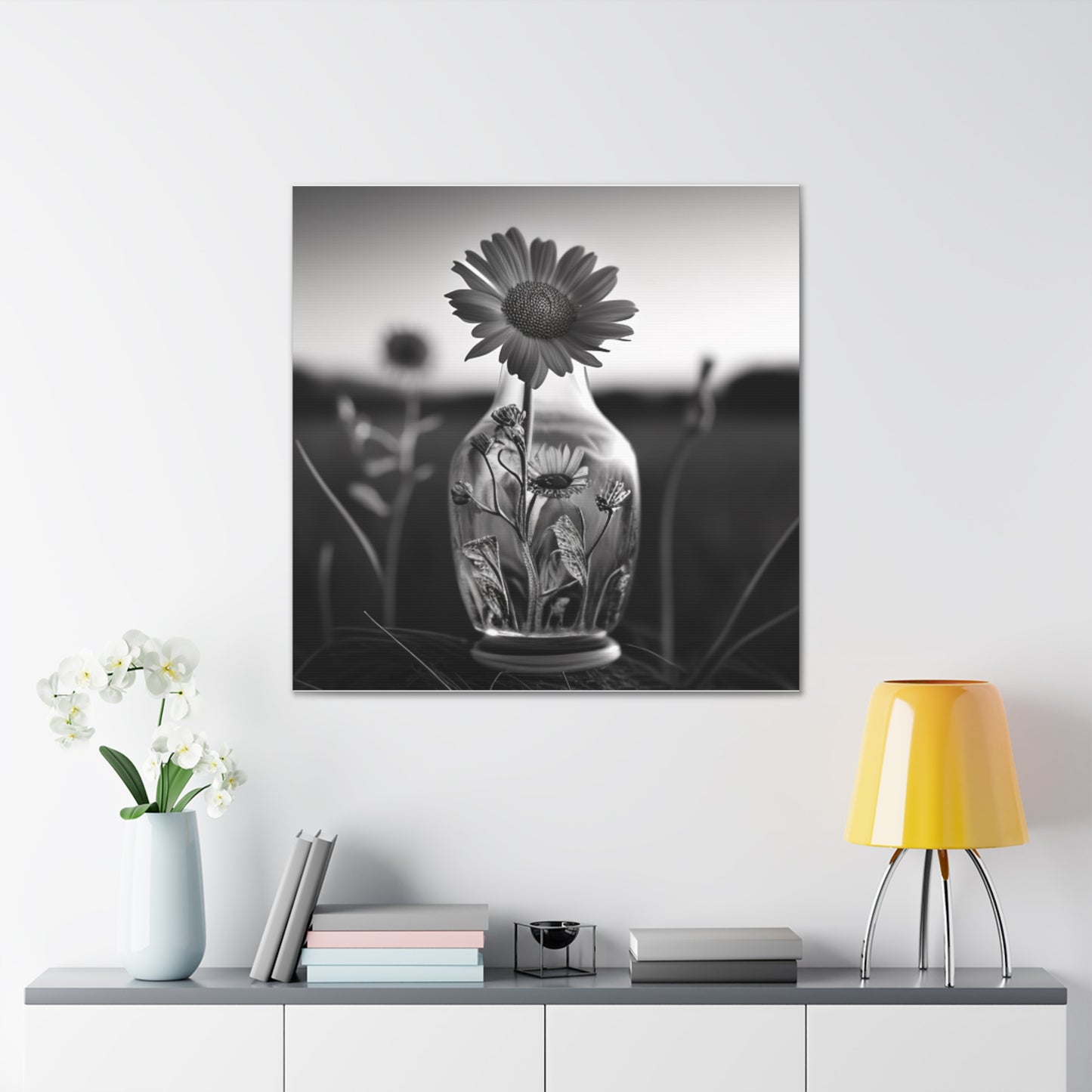 Canvas Gallery Wraps Yellw Sunflower in a vase 2