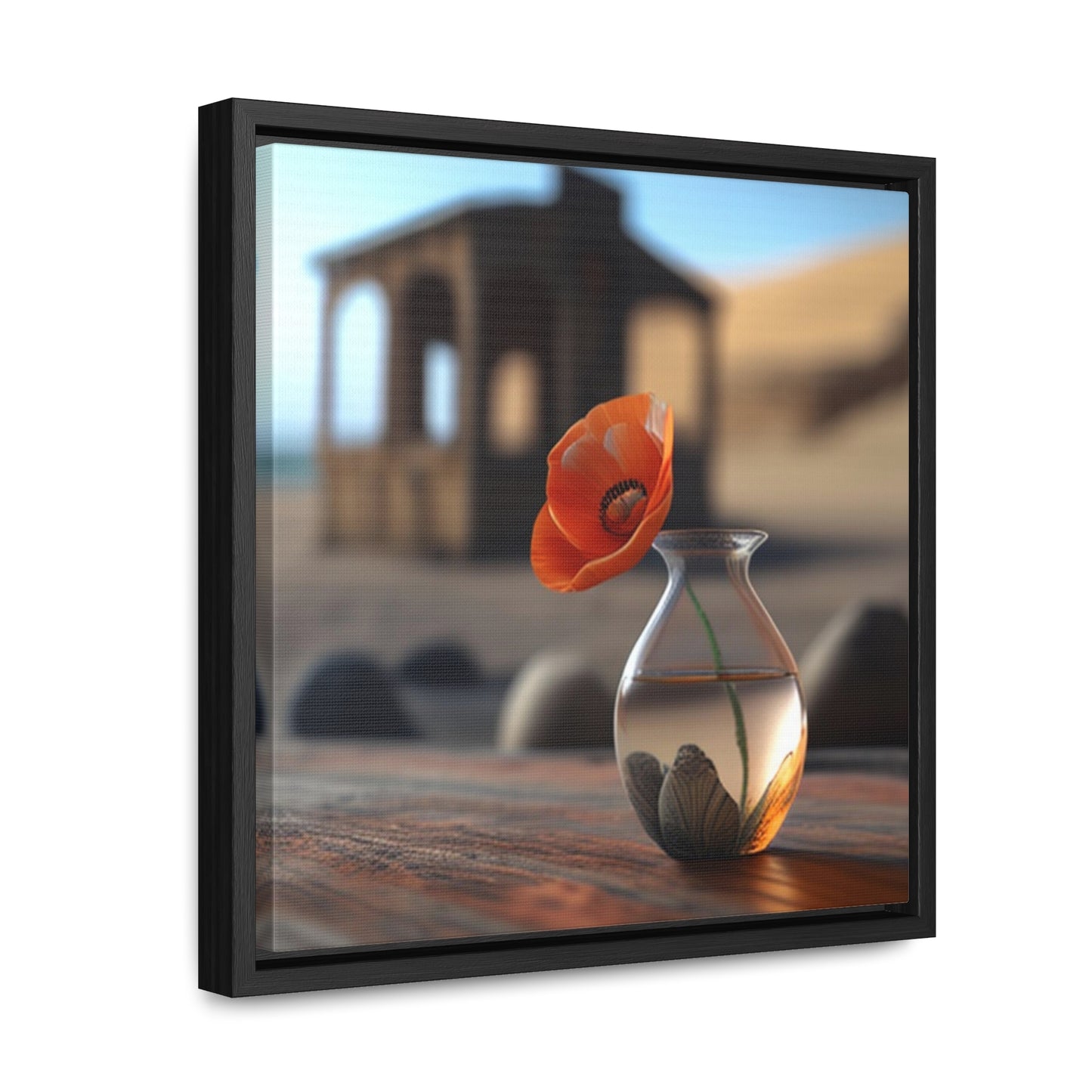 Gallery Canvas Wraps, Square Frame Poppy in a Glass Vase 1