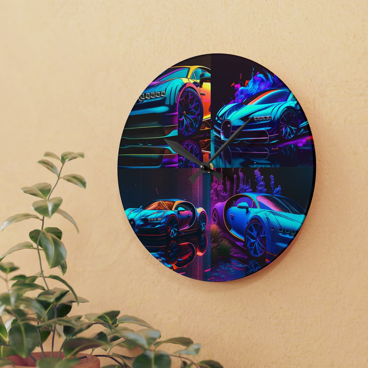 Acrylic Wall Clock Bugatti Neon Chiron 5