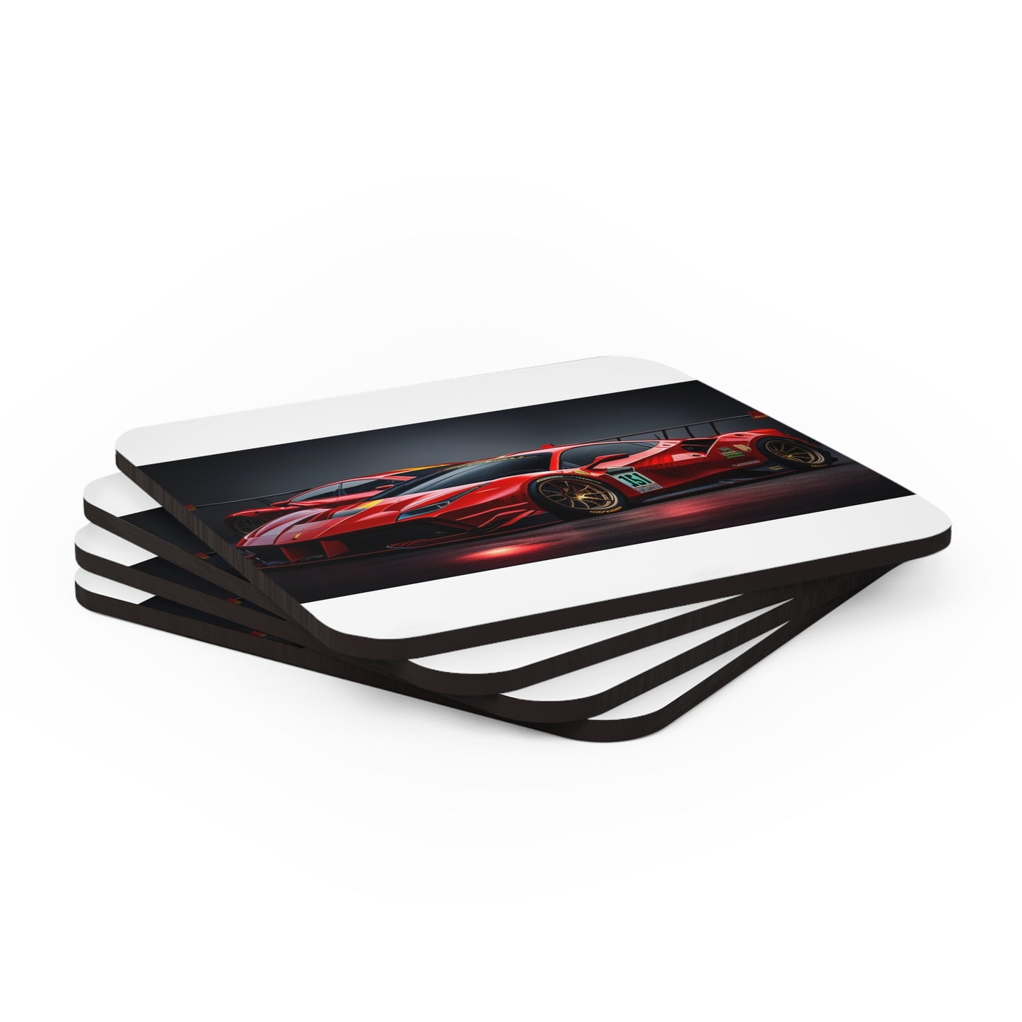 Corkwood Coaster Set Ferrari Red 2