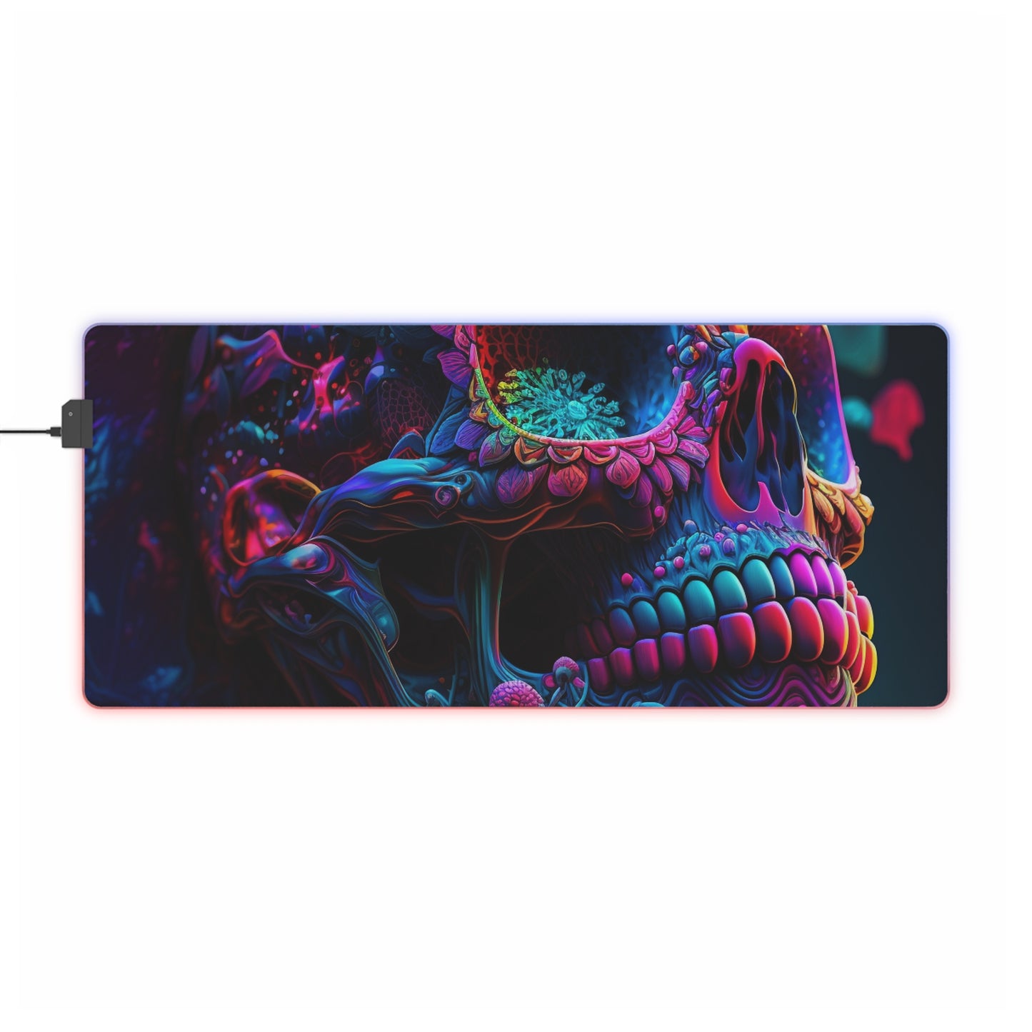 LED Gaming Mouse Pad Florescent Skull Death 3