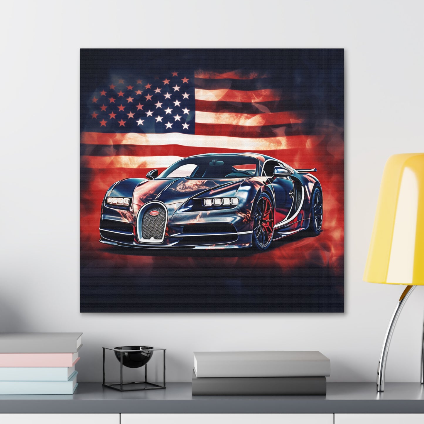 Canvas Gallery Wraps Abstract American Flag Background Bugatti 4