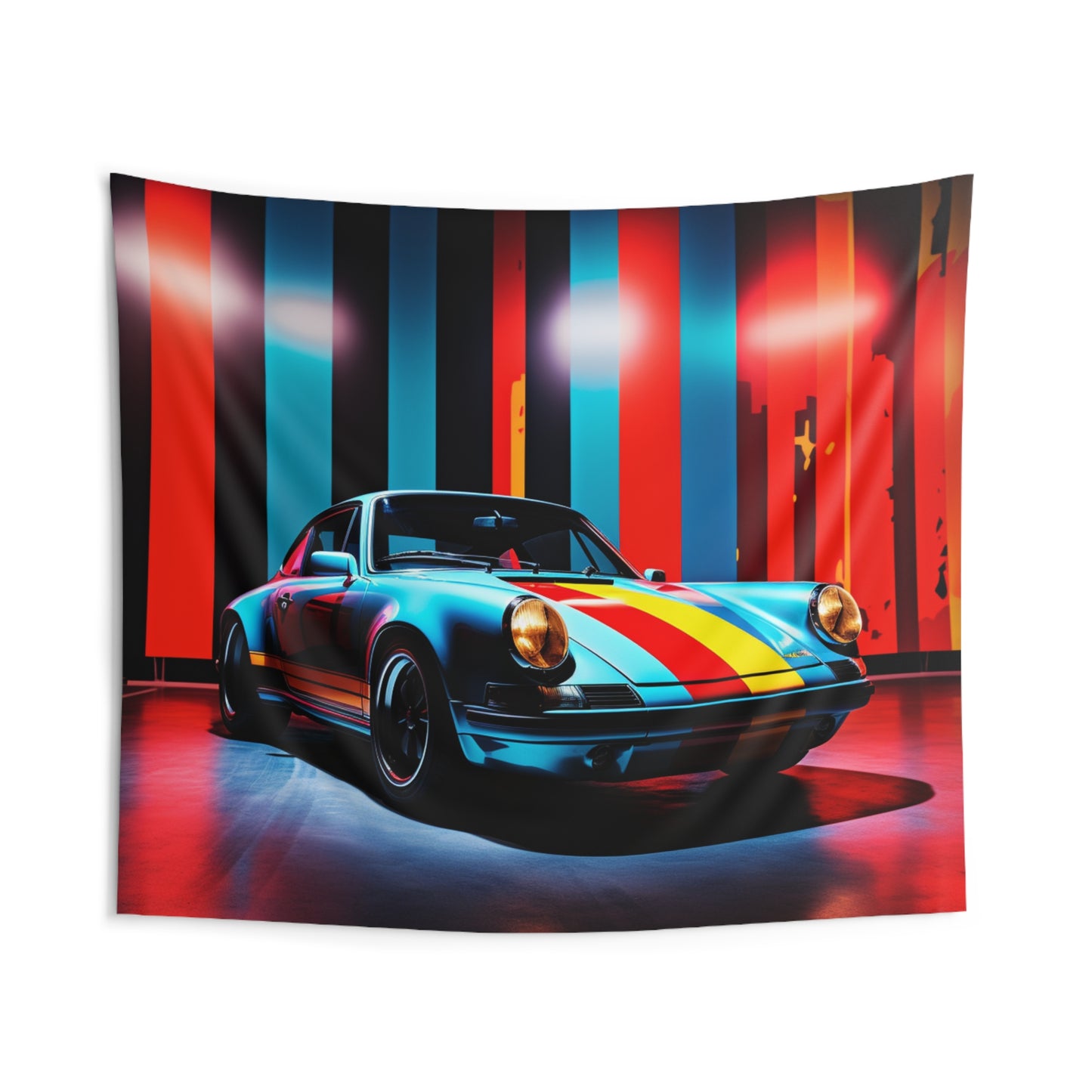 Indoor Wall Tapestries Macro American Flag Porsche 3