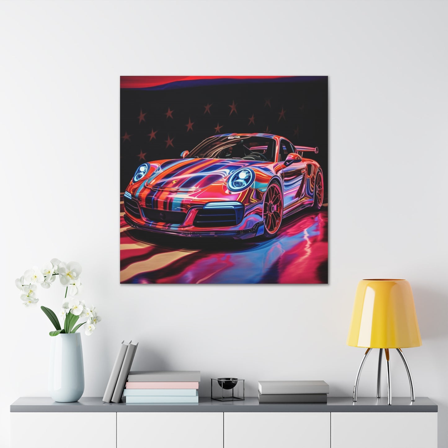 Canvas Gallery Wraps American Flag Colored Porsche 3