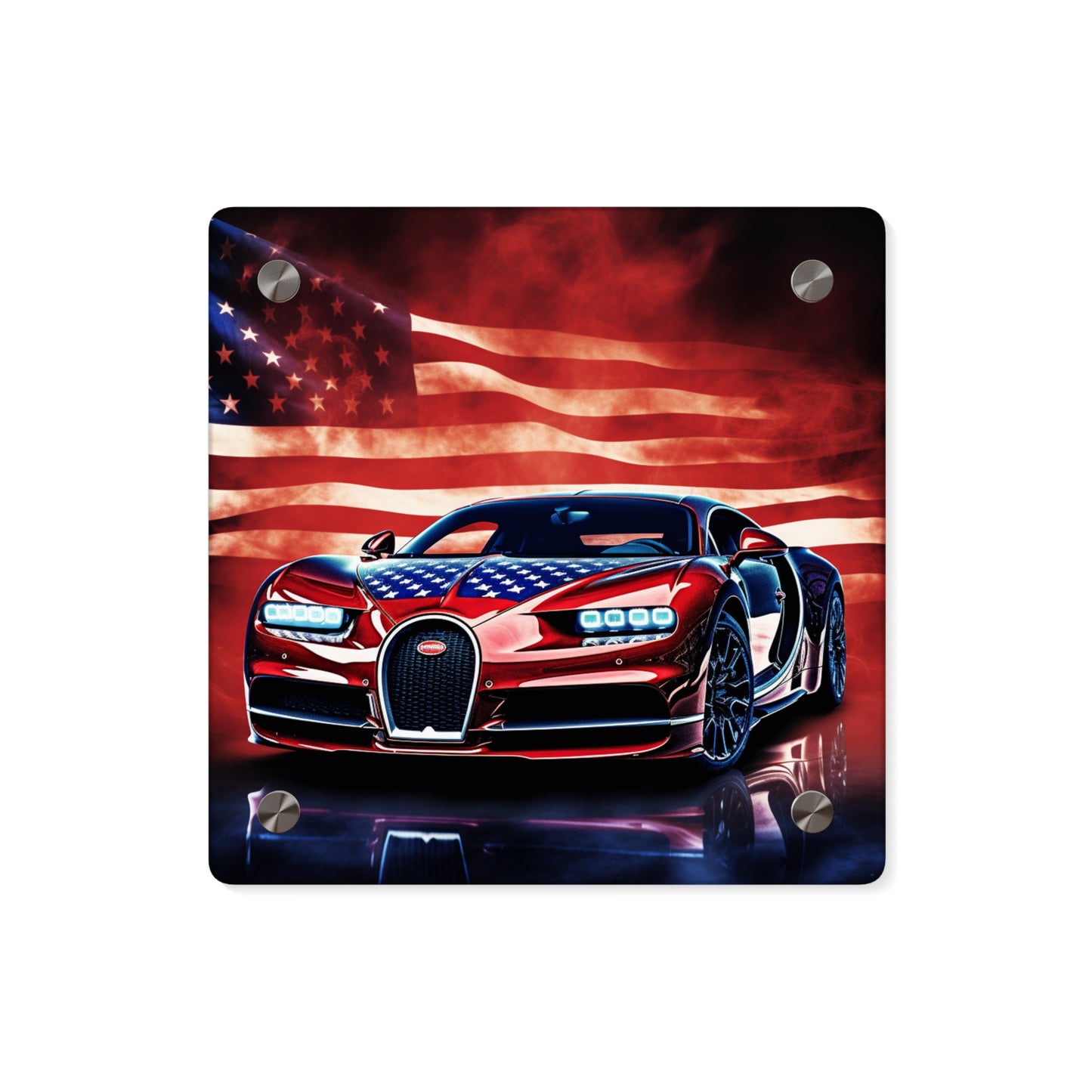 Acrylic Wall Art Panels Abstract American Flag Background Bugatti 3