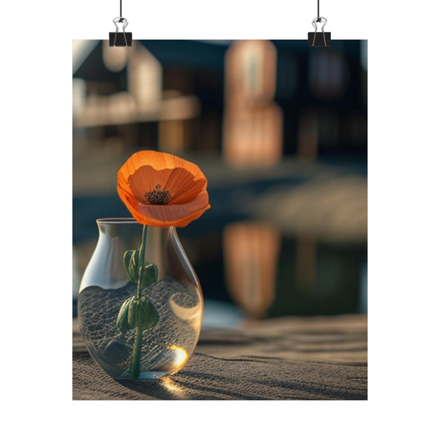 Premium Matte Vertical Posters Orange Poppy in a Vase 4