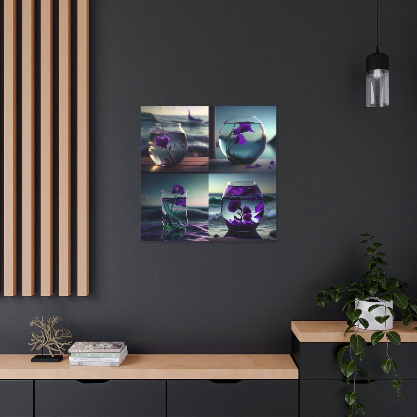 Canvas Gallery Wraps Purple Sweet pea in a vase 5