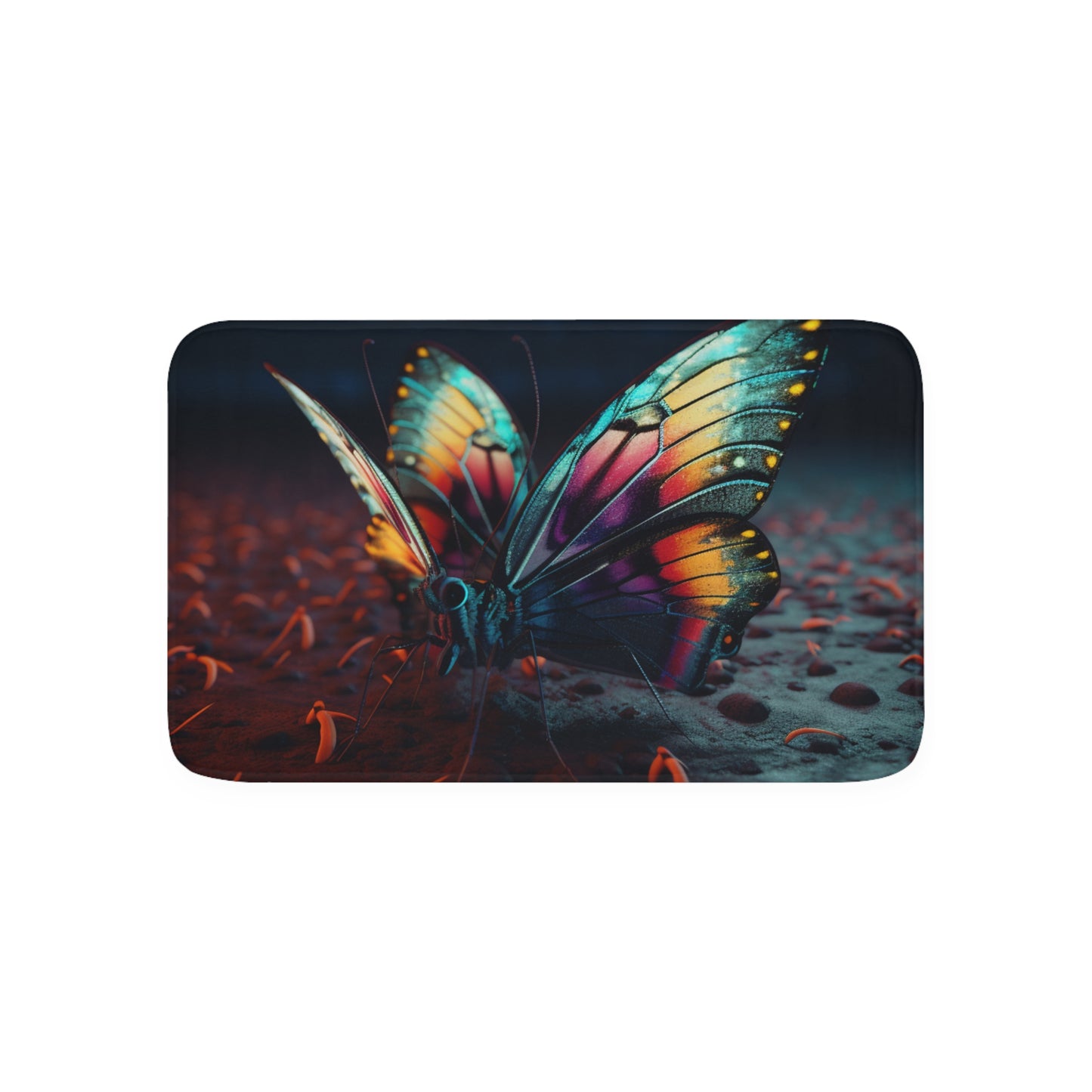 Memory Foam Bath Mat Hyper Colorful Butterfly Macro 1