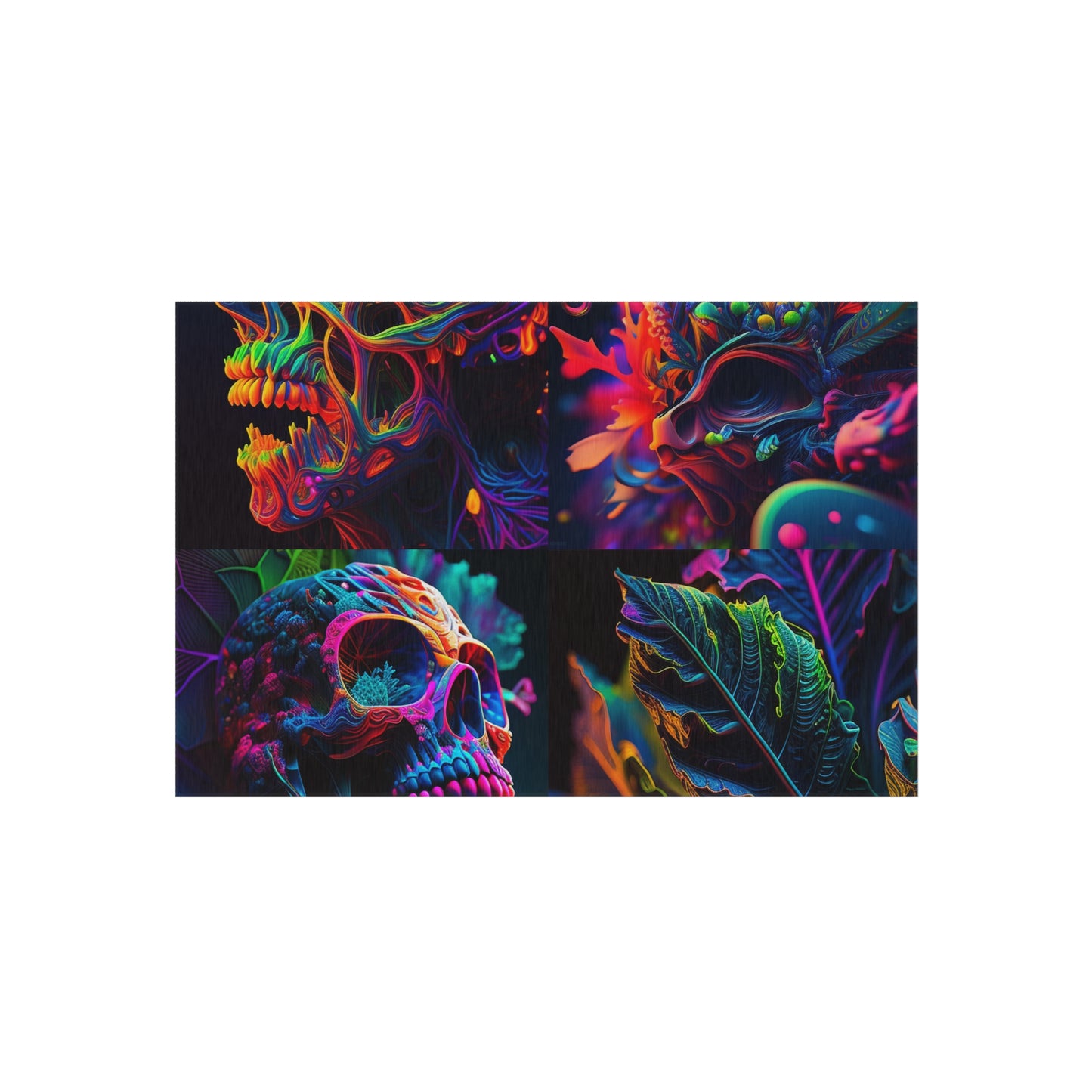 Outdoor Rug  Florescent Skull Death 5