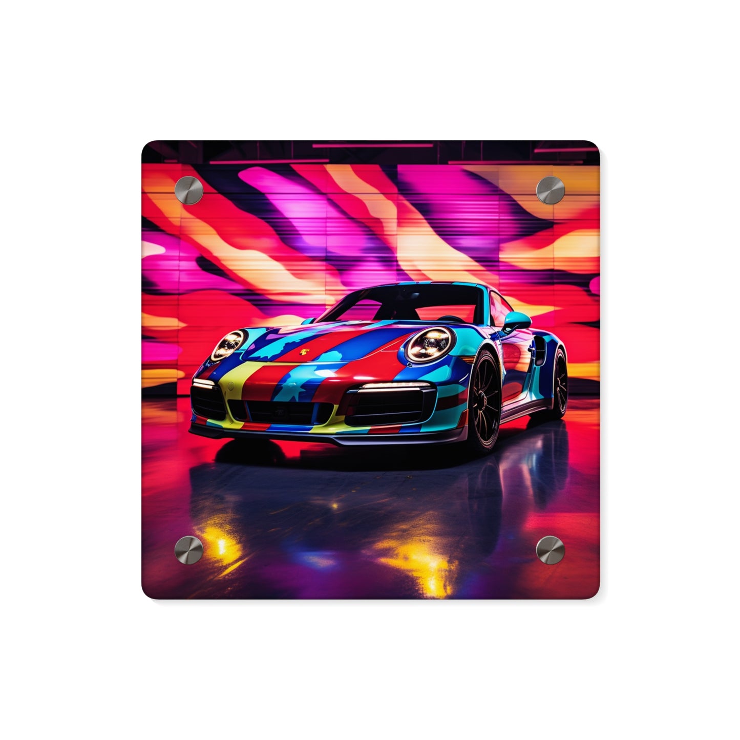 Acrylic Wall Art Panels Macro American Flag Porsche 1