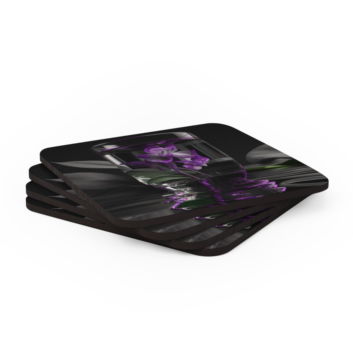 Corkwood Coaster Set Purple Orchid Glass vase 1