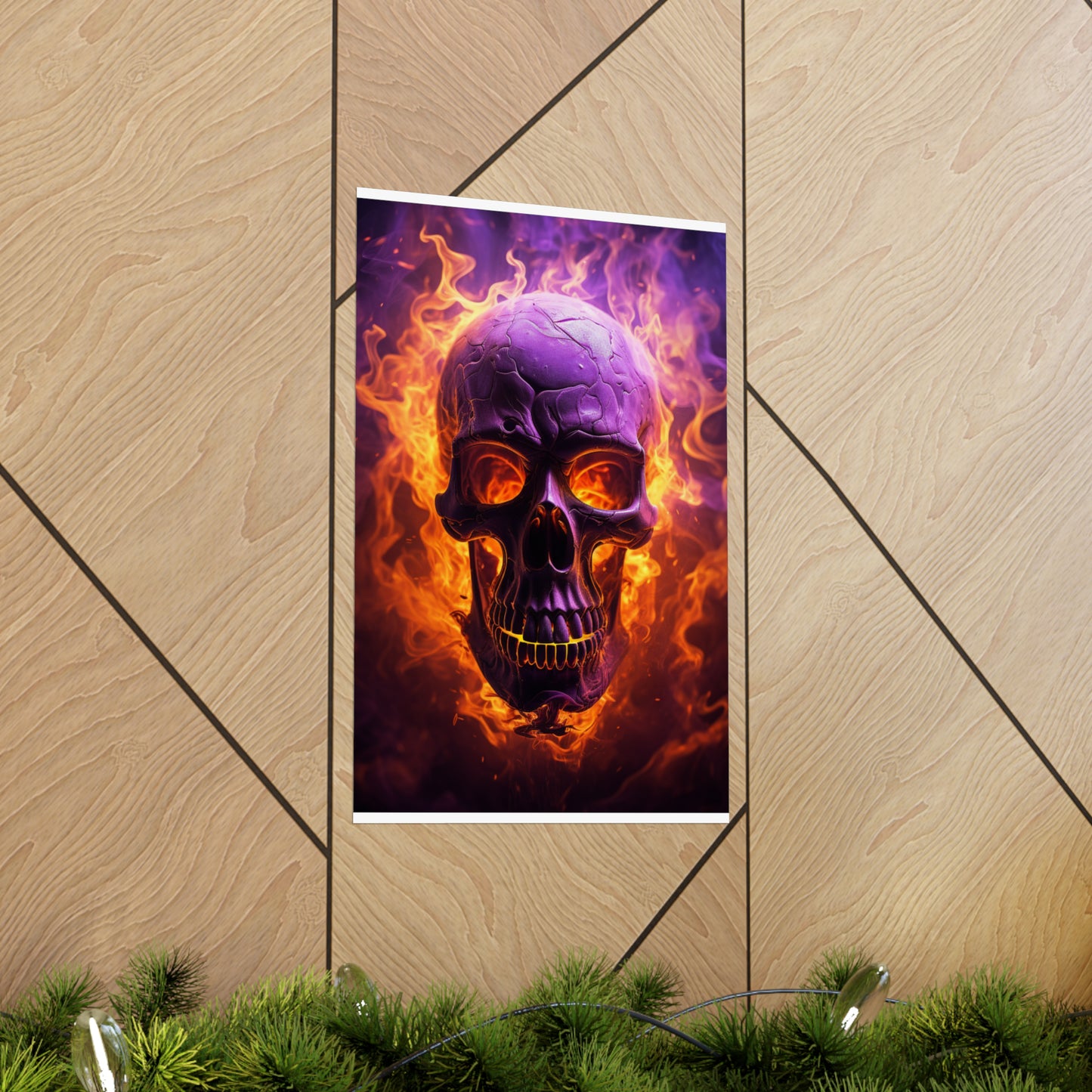 Premium Matte Vertical Posters Skull Flames 3