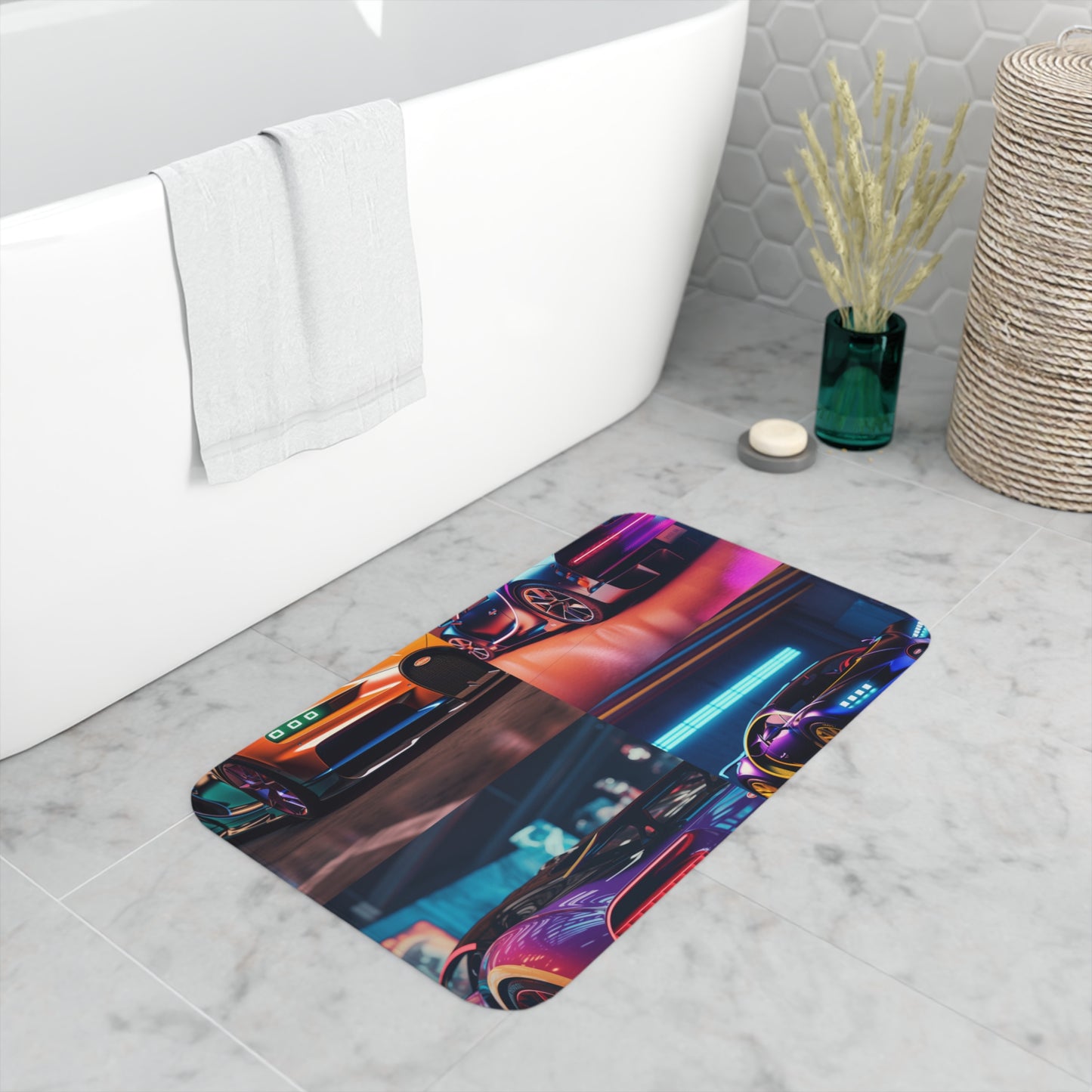 Memory Foam Bath Mat Hyper Bugatti Neon Chiron 5