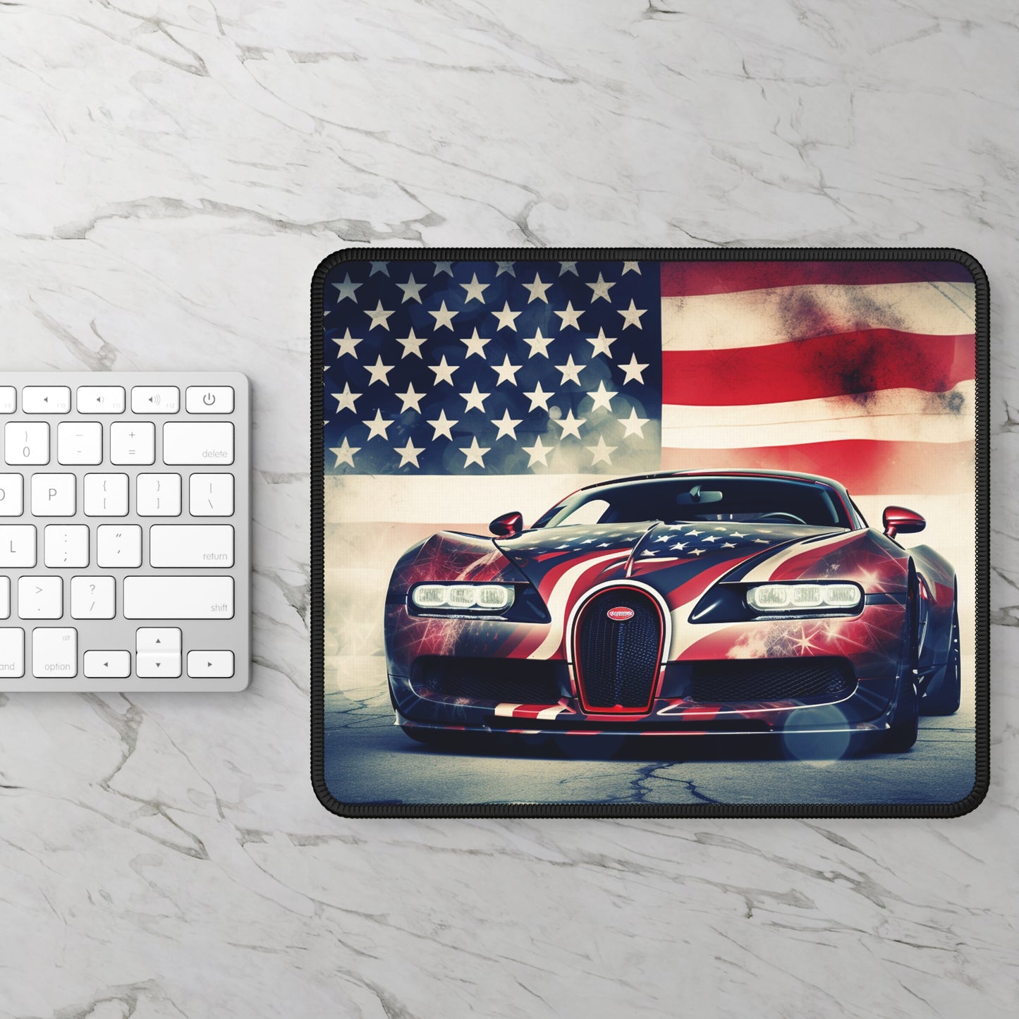 Gaming Mouse Pad  Abstract American Flag Background Bugatti 1