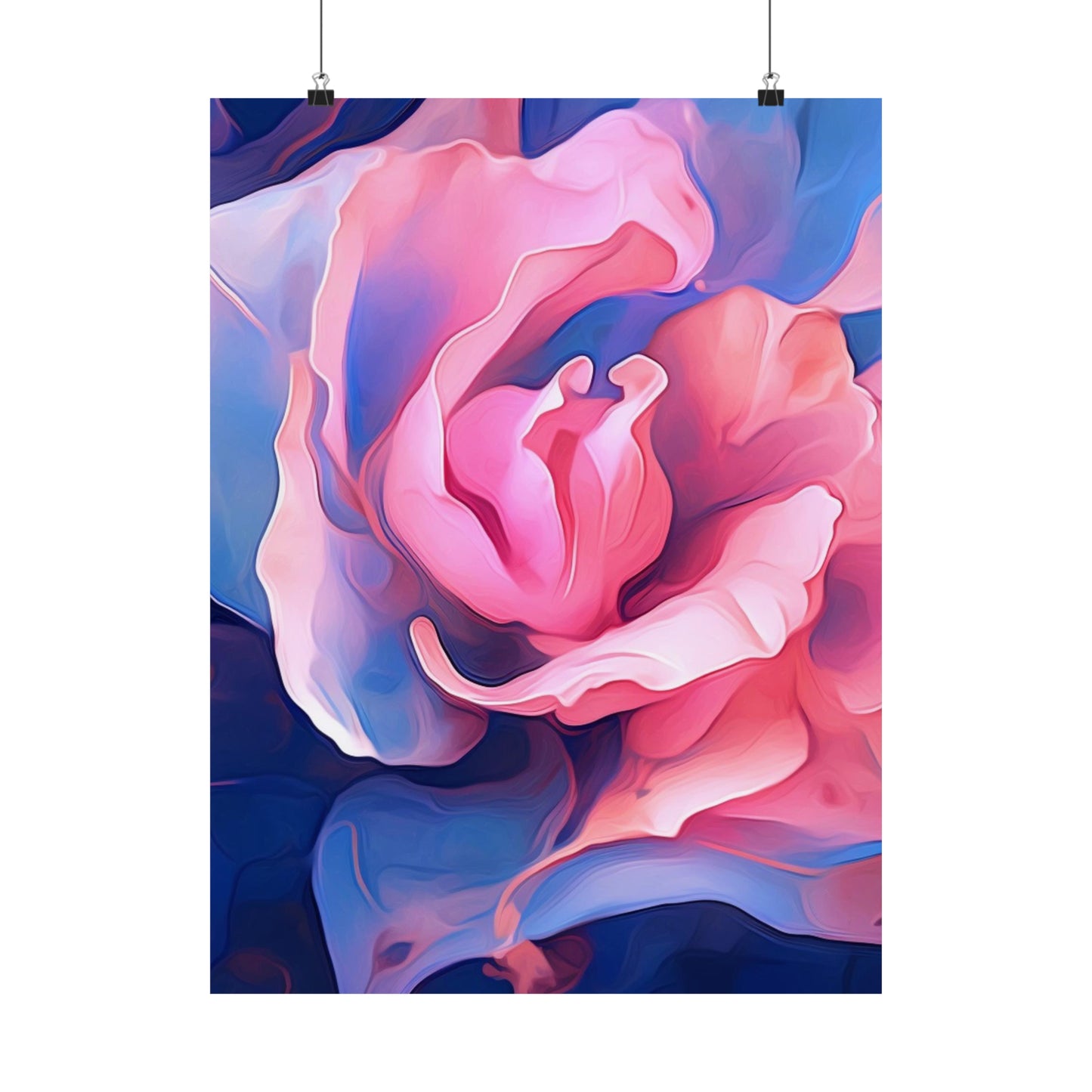 Premium Matte Vertical Posters Pink & Blue Tulip Rose 1