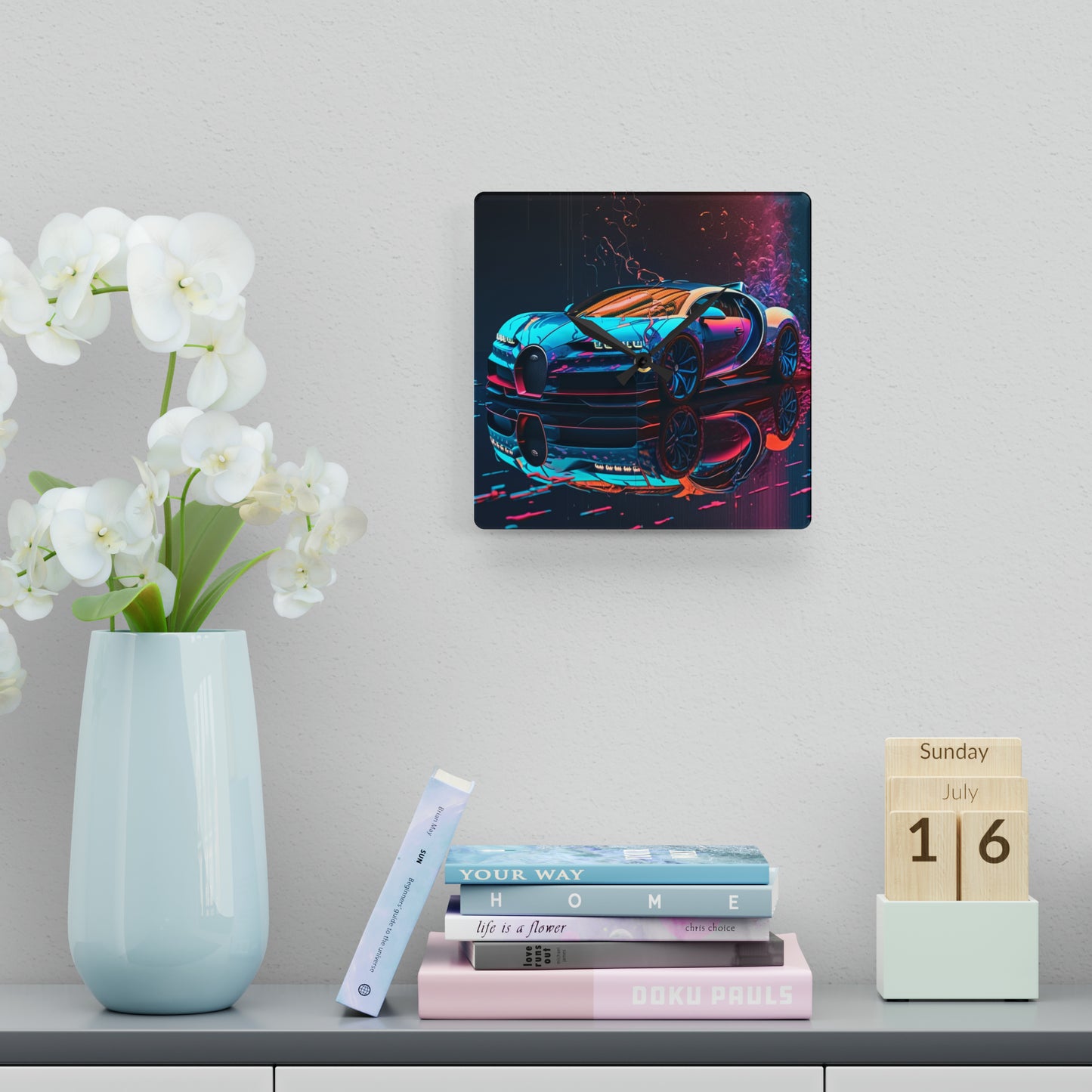 Acrylic Wall Clock Bugatti Neon Chiron 4