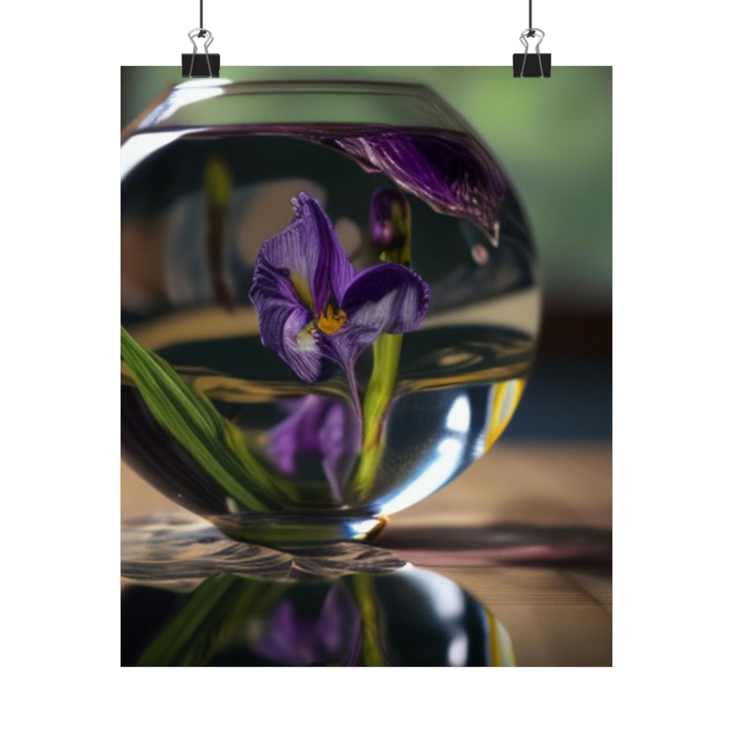 Premium Matte Vertical Posters Purple Iris in a vase 1