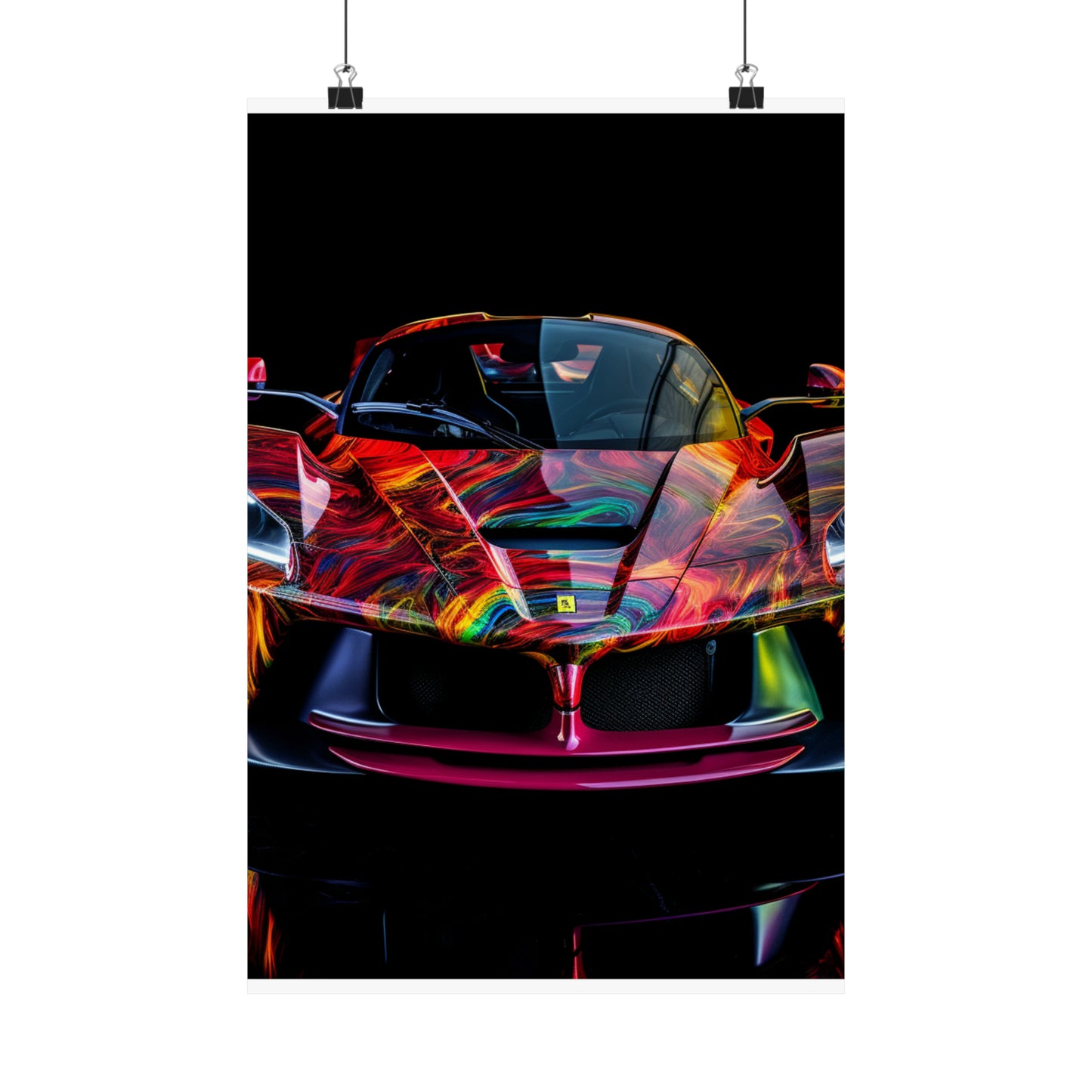 Premium Matte Vertical Posters Ferrari Neon 3