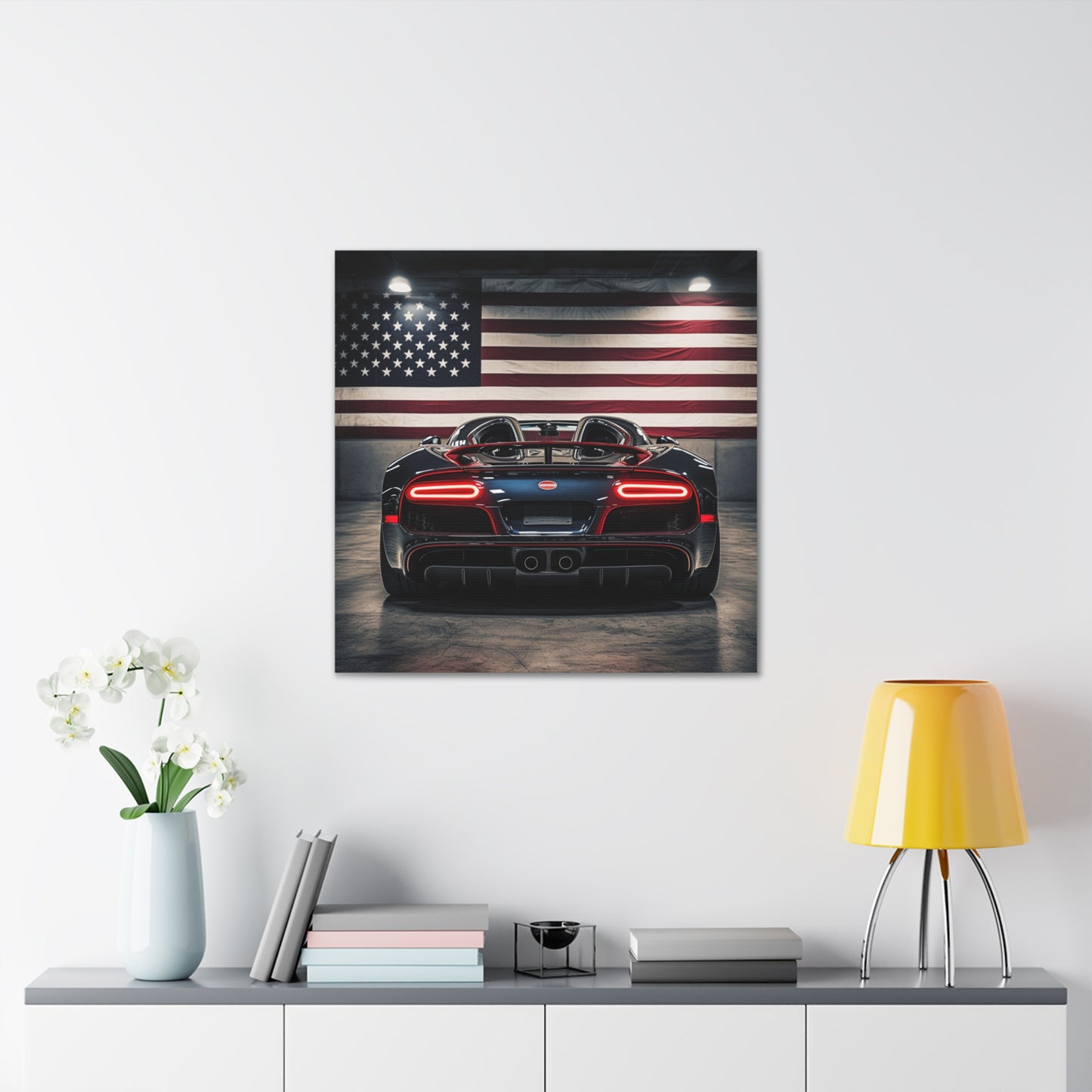 Canvas Gallery Wraps American Flag Background Bugatti 4