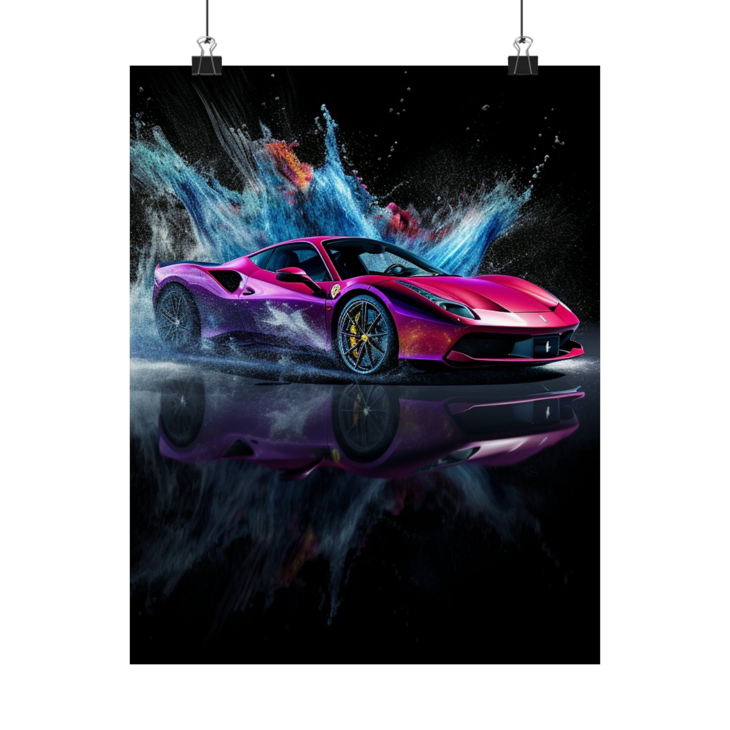 Premium Matte Vertical Posters Ferrari Water Splash 4