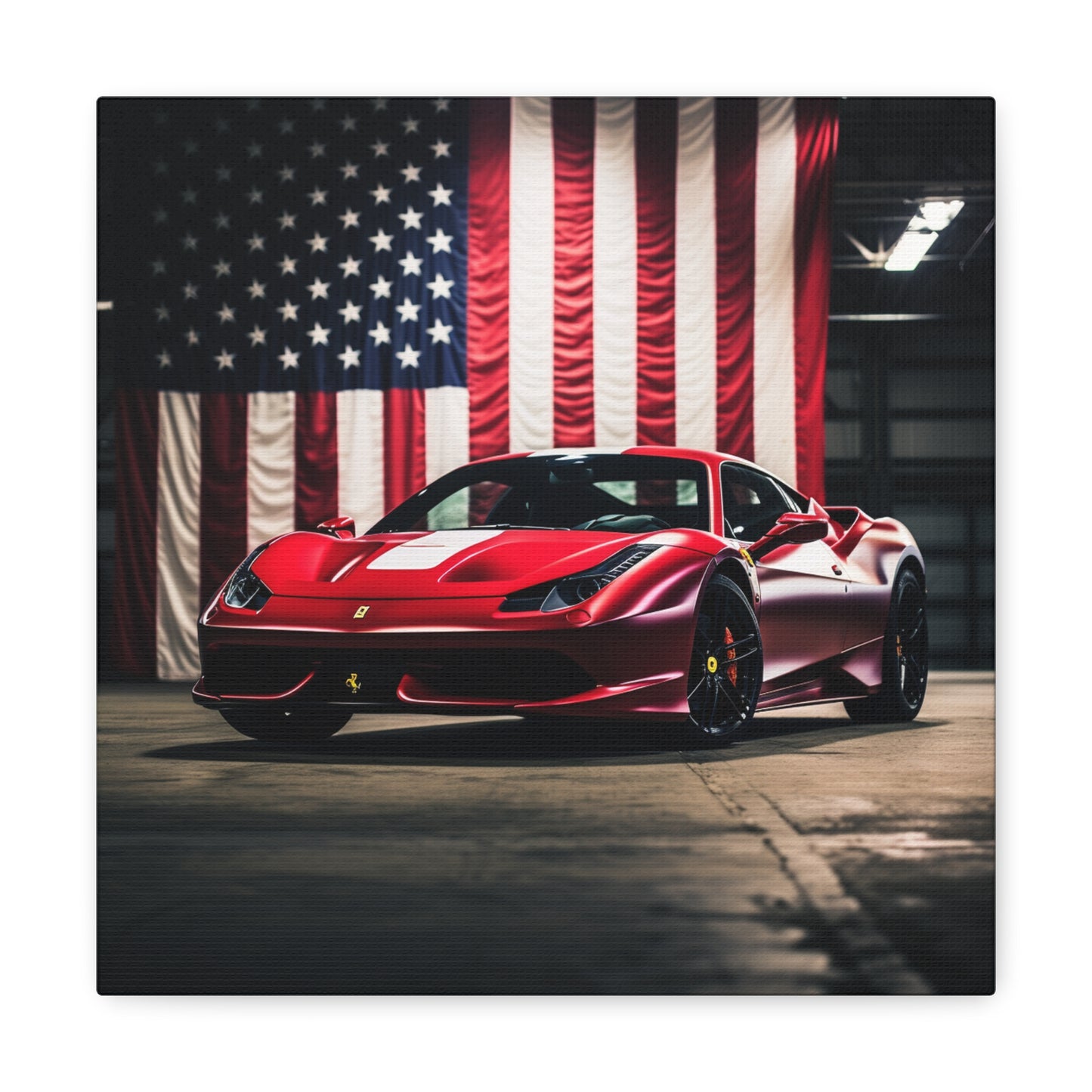 Canvas Gallery Wraps American Flag Background Ferrari 3