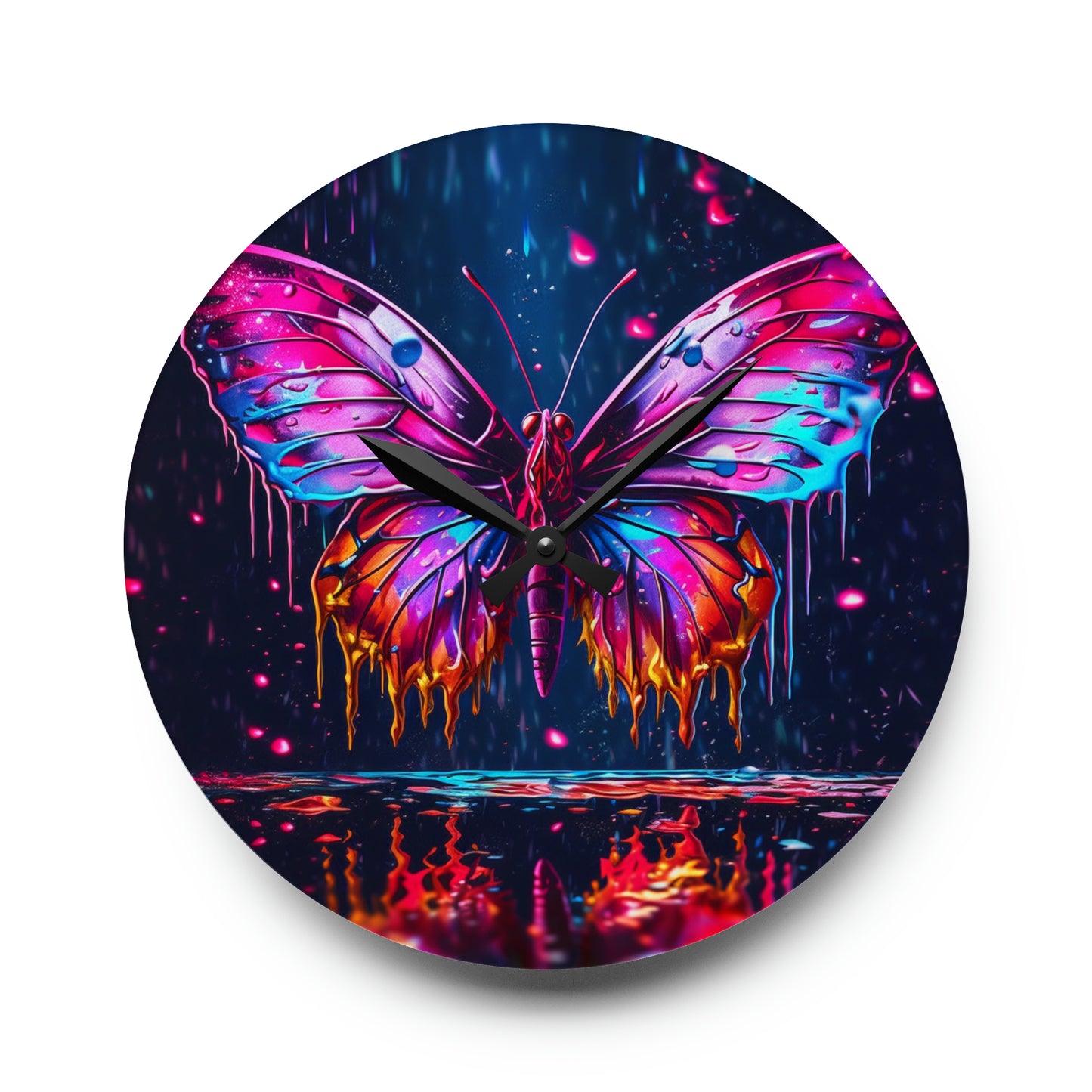 Acrylic Wall Clock Pink Butterfly Flair 2