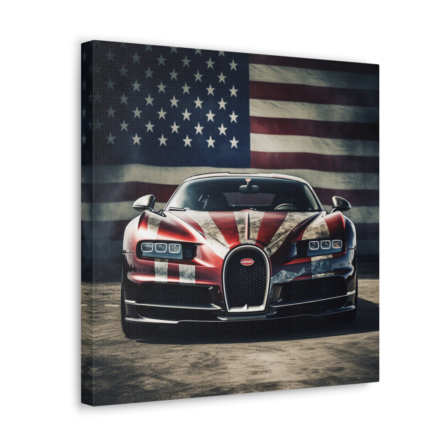 Canvas Gallery Wraps American Flag Background Bugatti 3