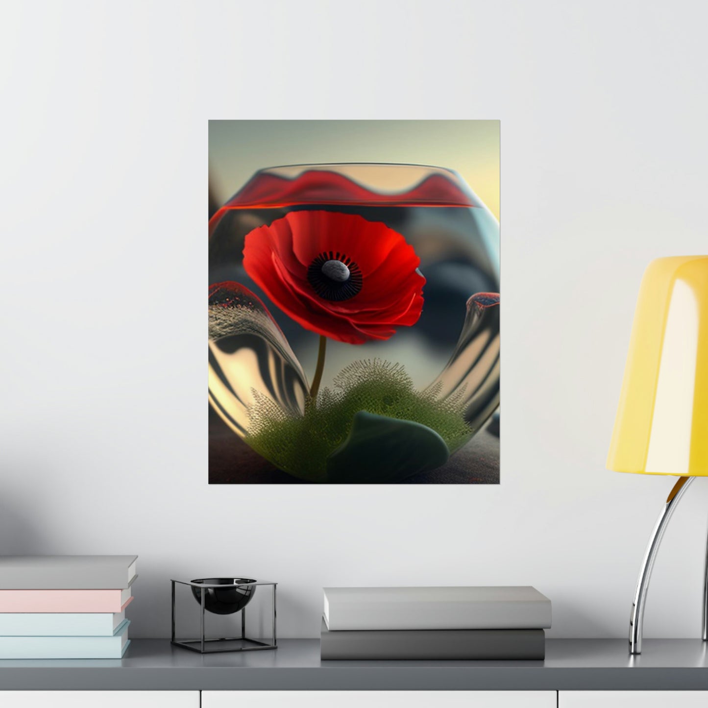 Premium Matte Vertical Posters Red Anemone in a Vase 3