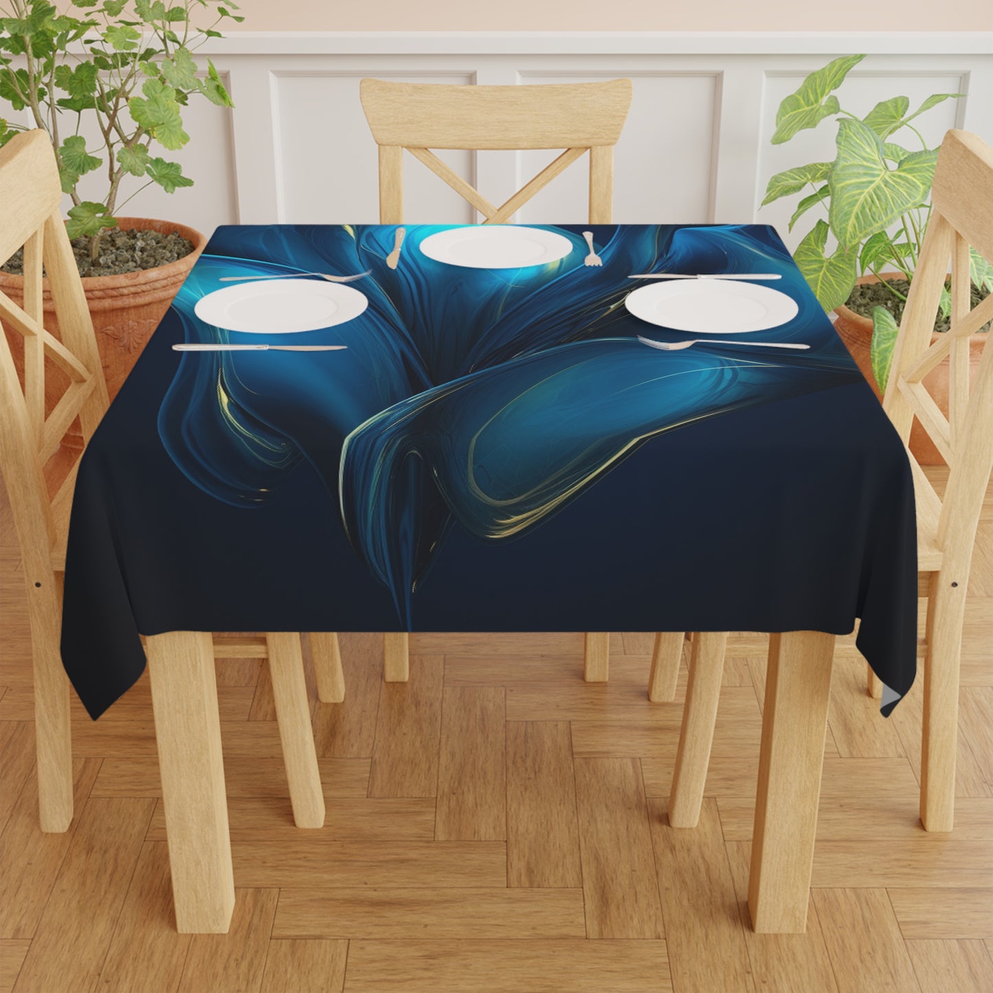 Tablecloth Abstract Blue Tulip 2