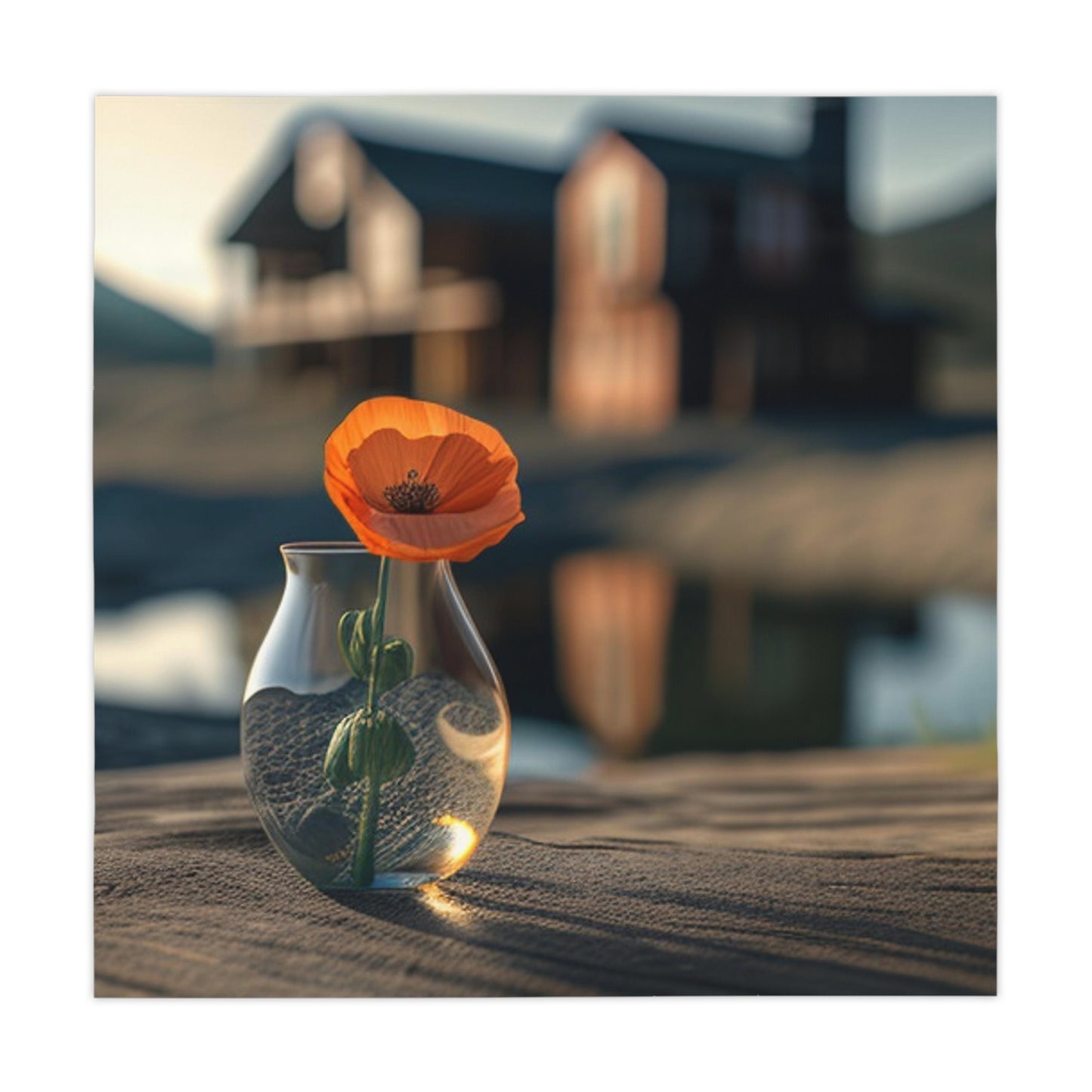 Tablecloth Orange Poppy in a Vase 4